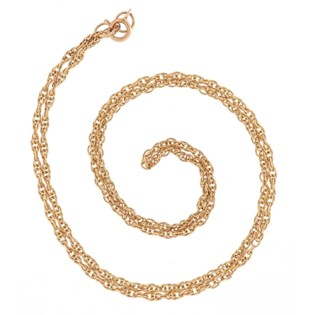 9ct gold wheat link necklace, 46cm in length, 3.0g.