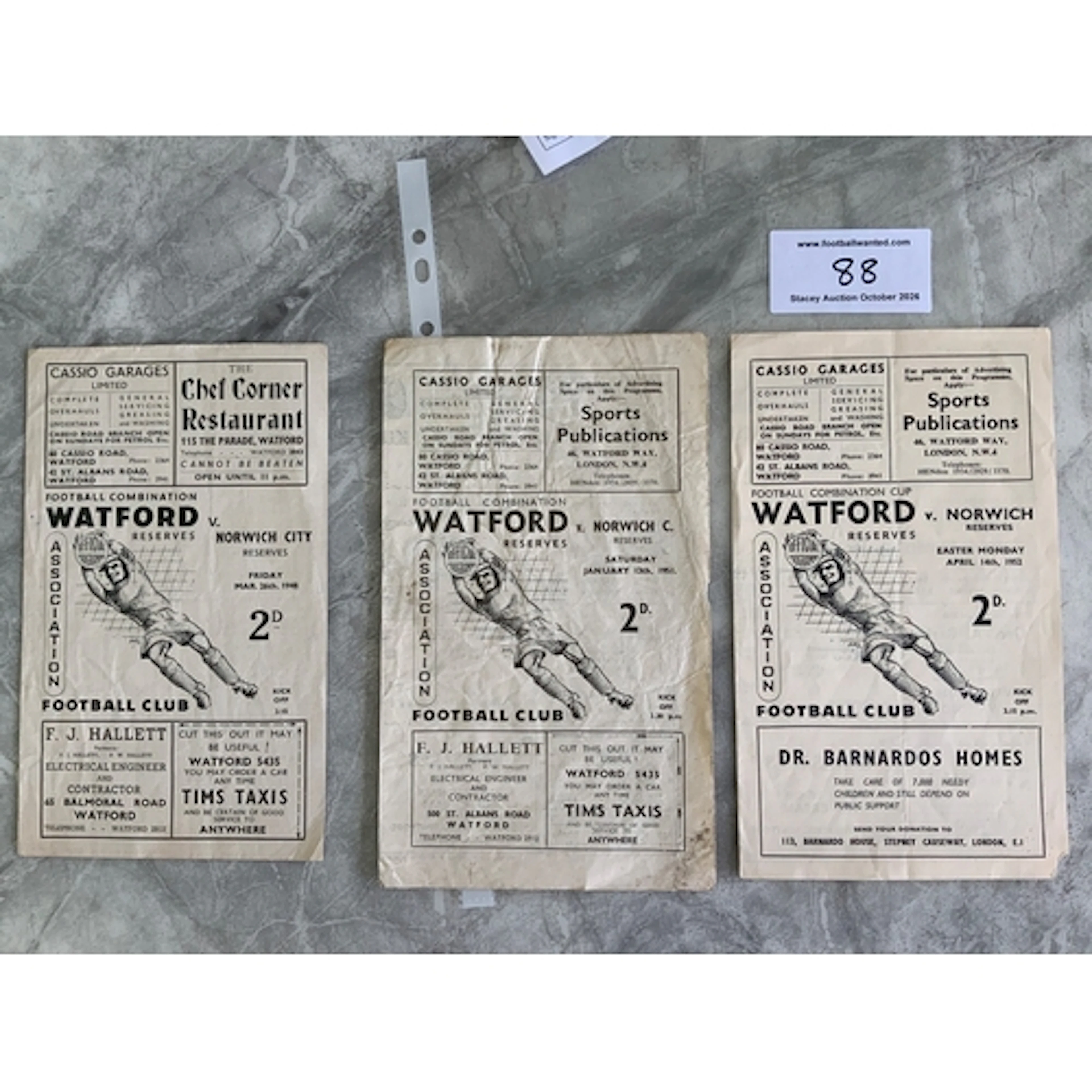 Watford v Norwich City Reserve Football Programmes: Good con...