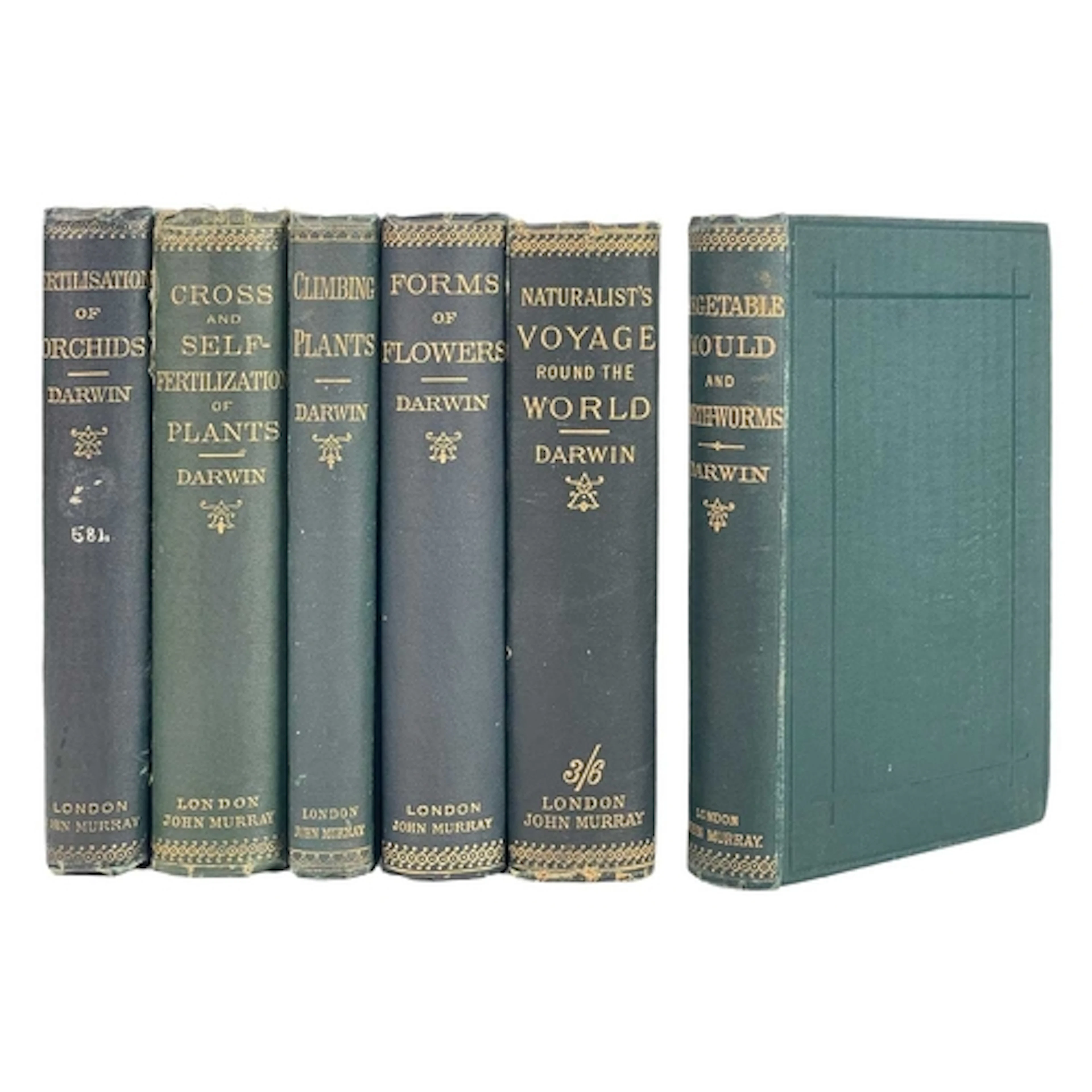 Charles Darwin. Collection of early editions. Six volumes in...