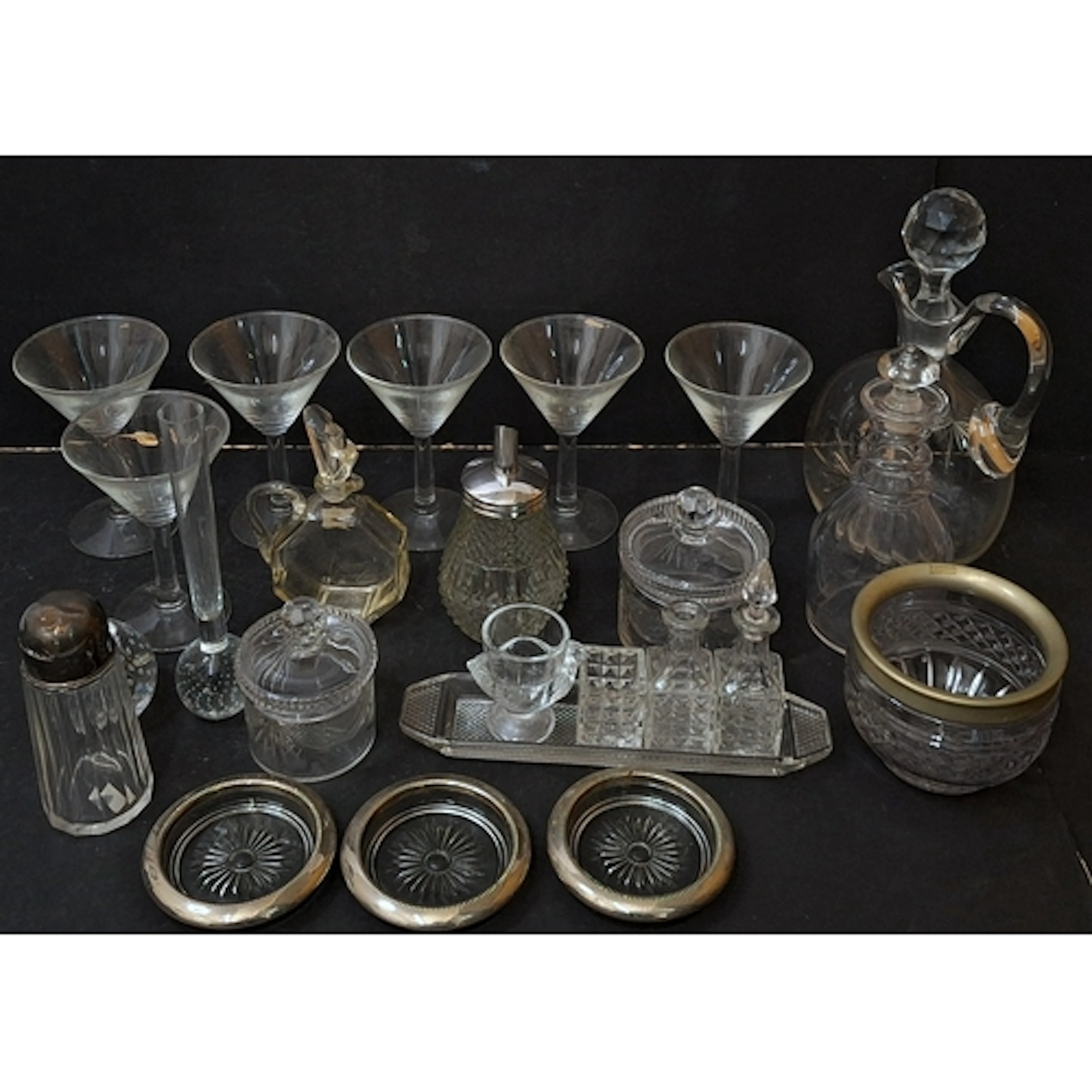 Vintage Glassware incl. claret jug, preserve pots, martini g...