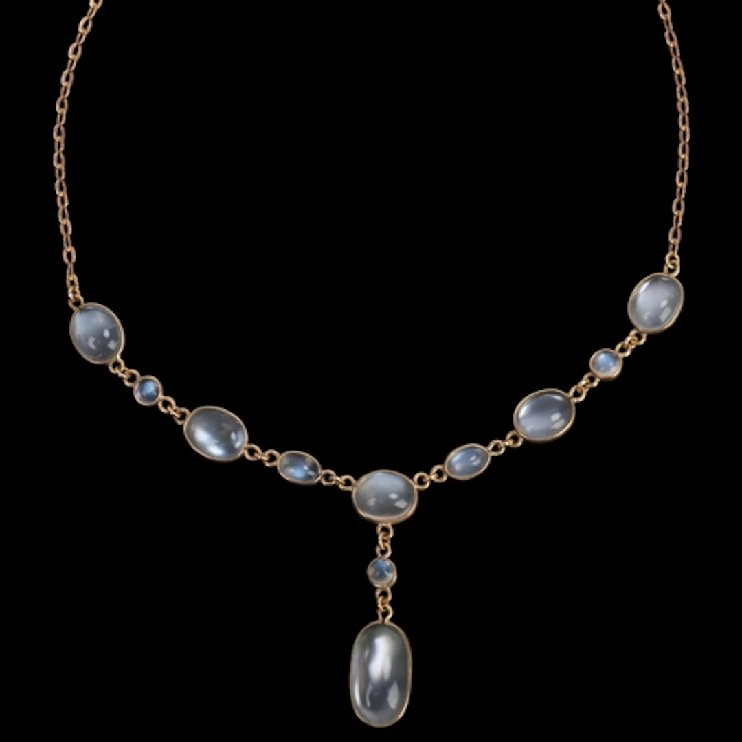 A 9ct gold moonstone pendant necklace, mid-20th century, set...