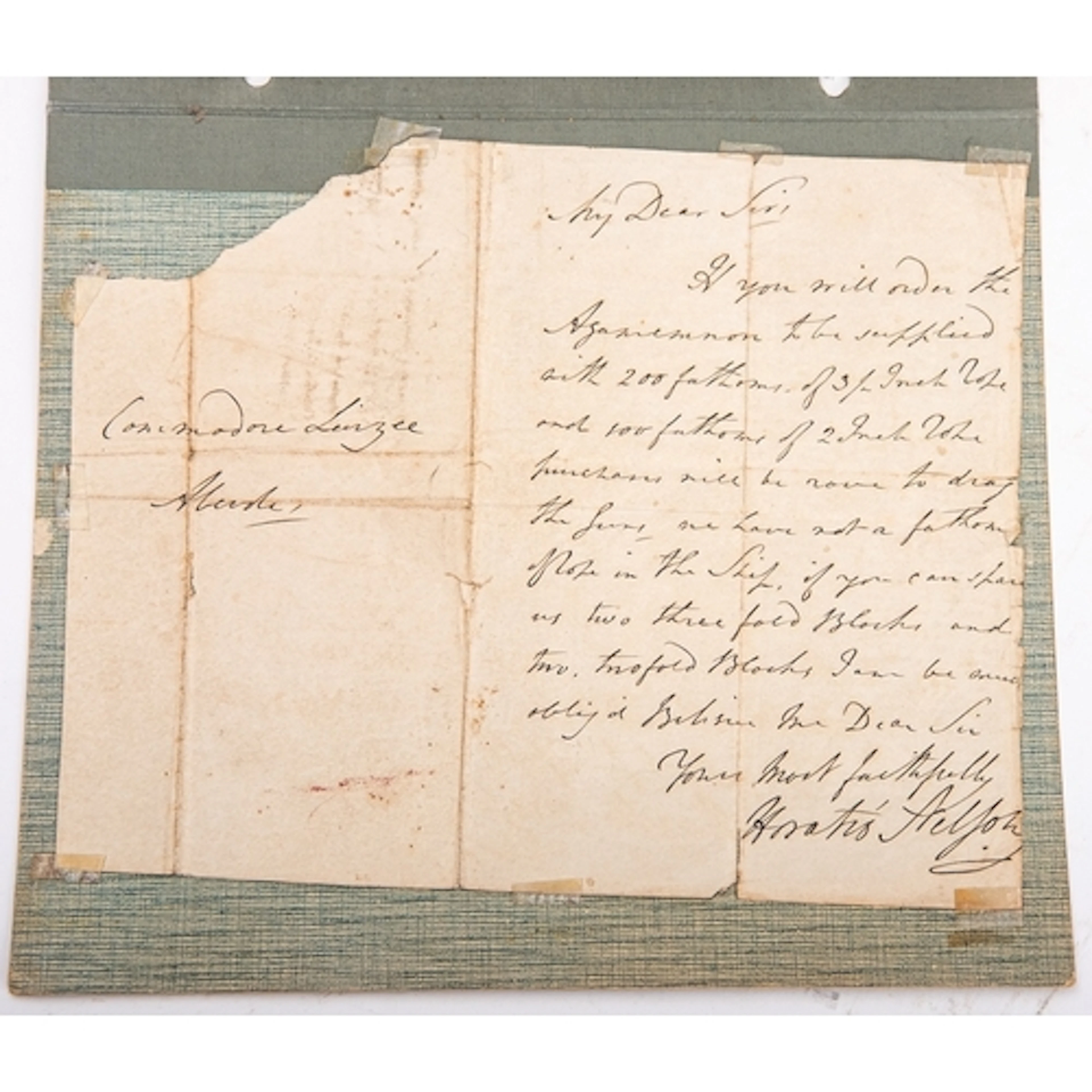 Admiral Lord Nelson. A 19th century duplicate single page ma...