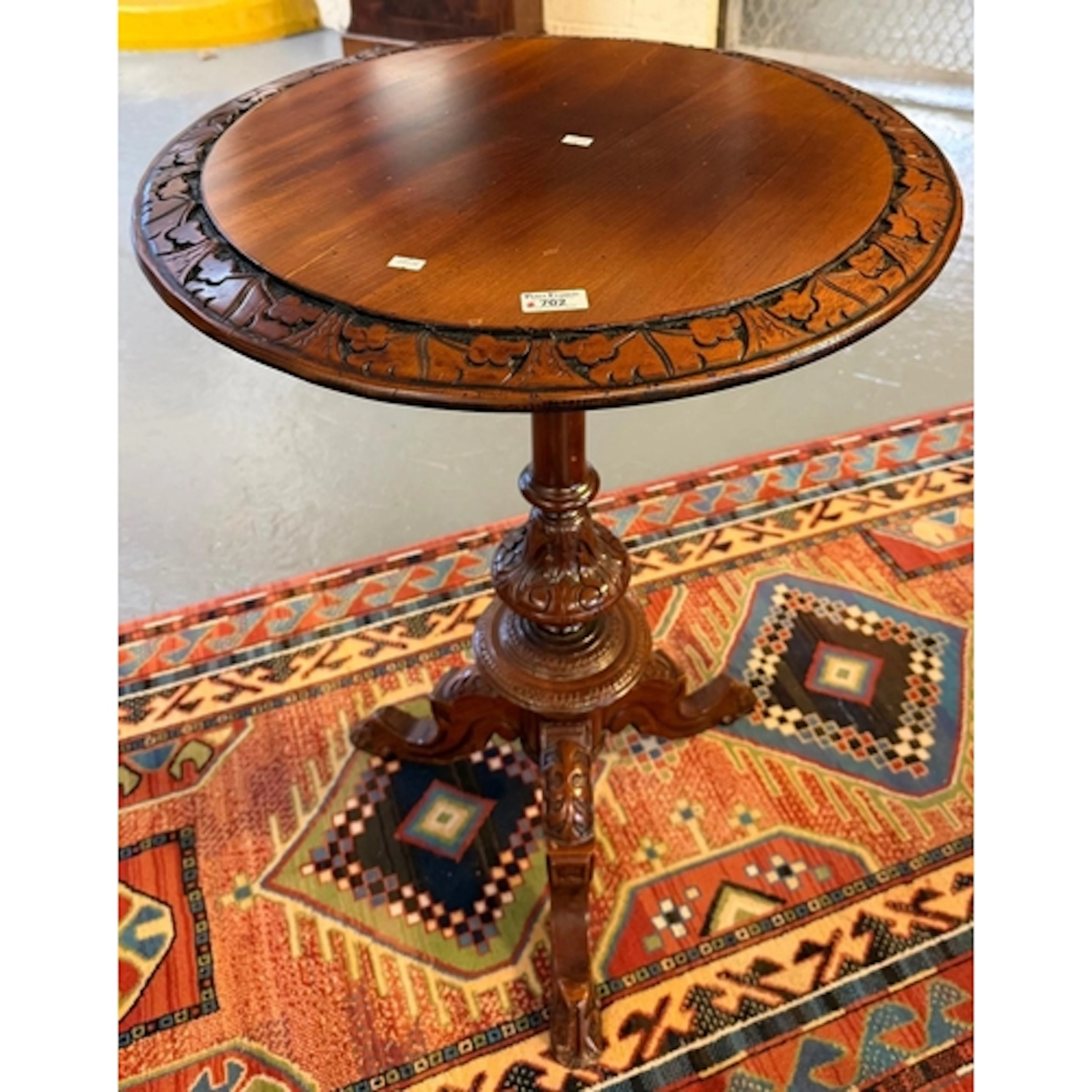 Late Victorian style mahogany pedestal wine table, the top w...