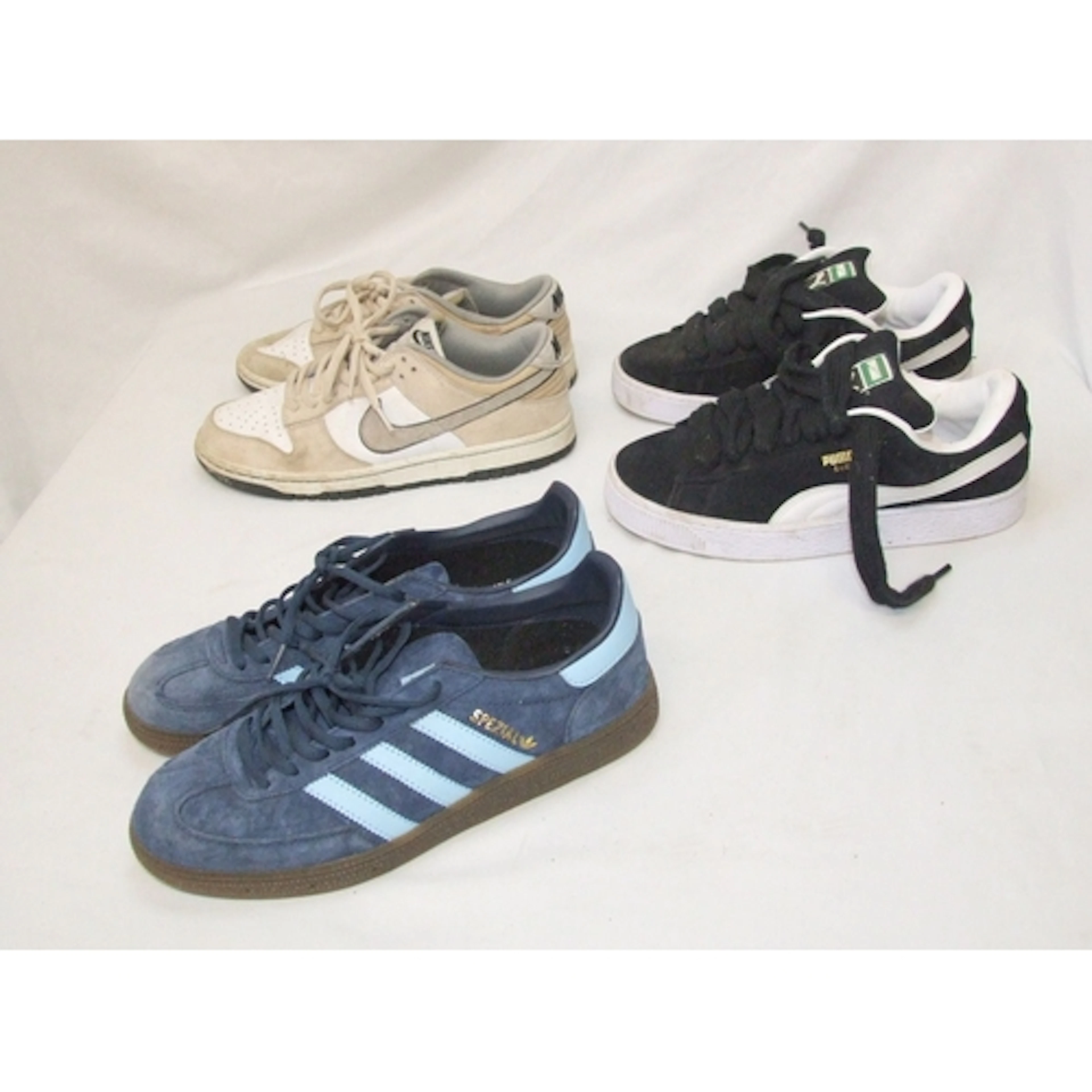 3 Pairs Mens Trainers: Nike size 9.5, Adidas Handball Spezia...