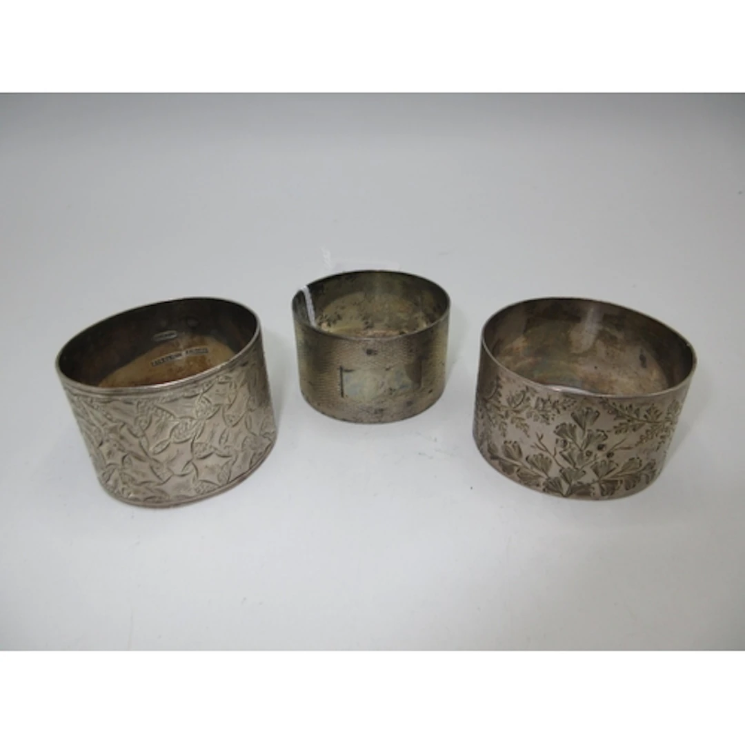 Three Silver Napkin Rings, 79g total
