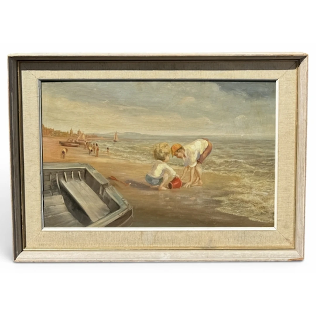 20TH CENTURY ENGLISH SCHOOL: CHILDREN PLAYING ON THE BEACH O...