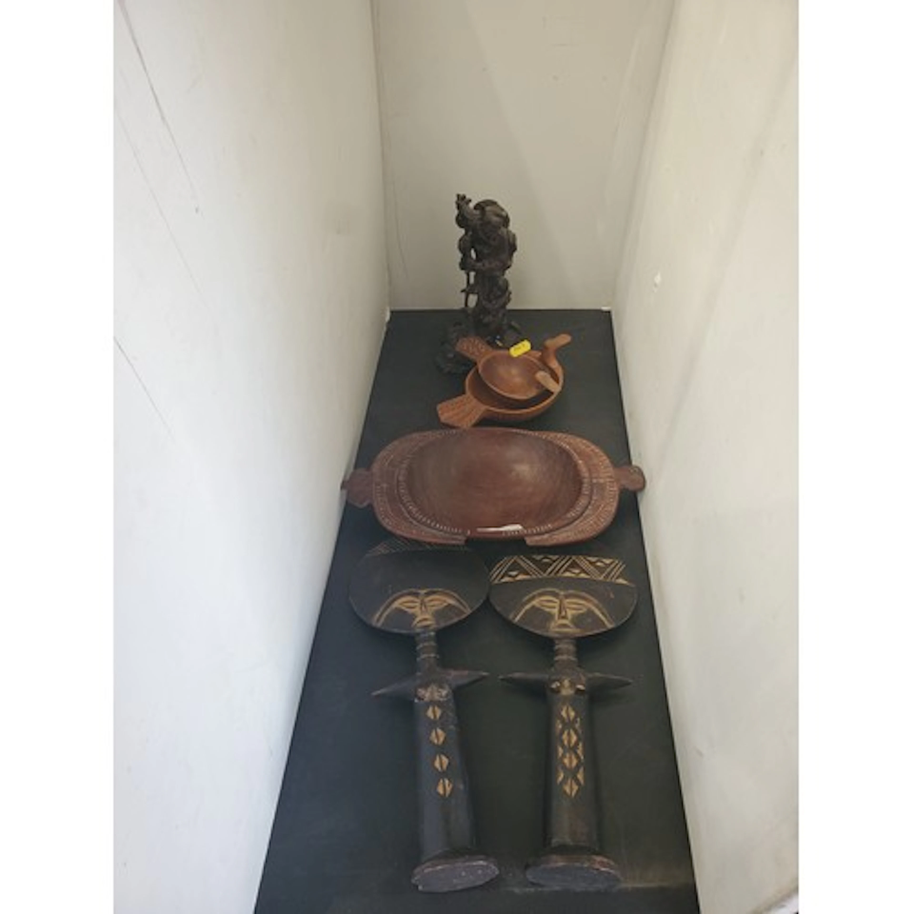 Tribal items to include, two Fertility Dolls, a carved shall...