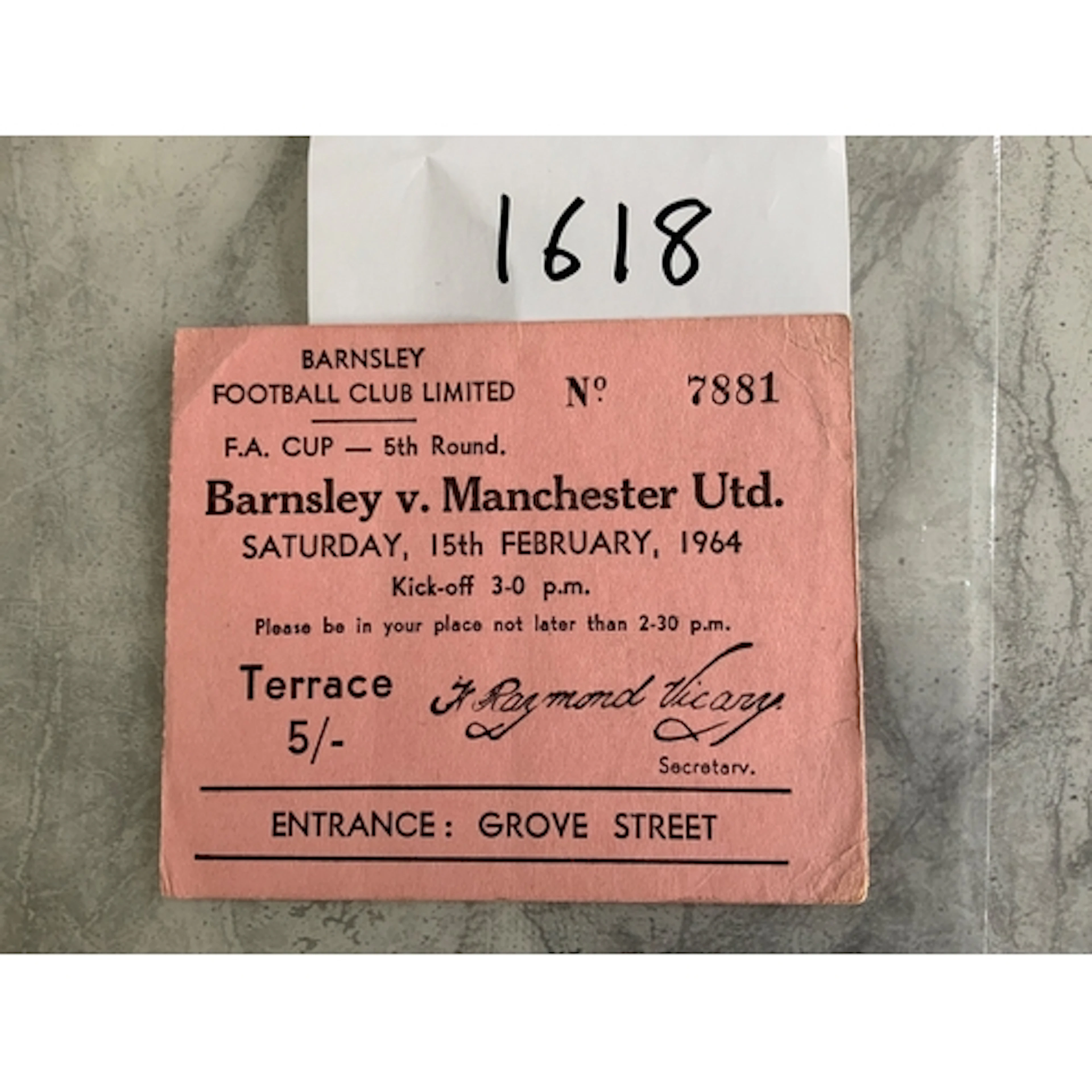 63/64 Barnsley v Manchester United FA Cup Football Ticket: D...