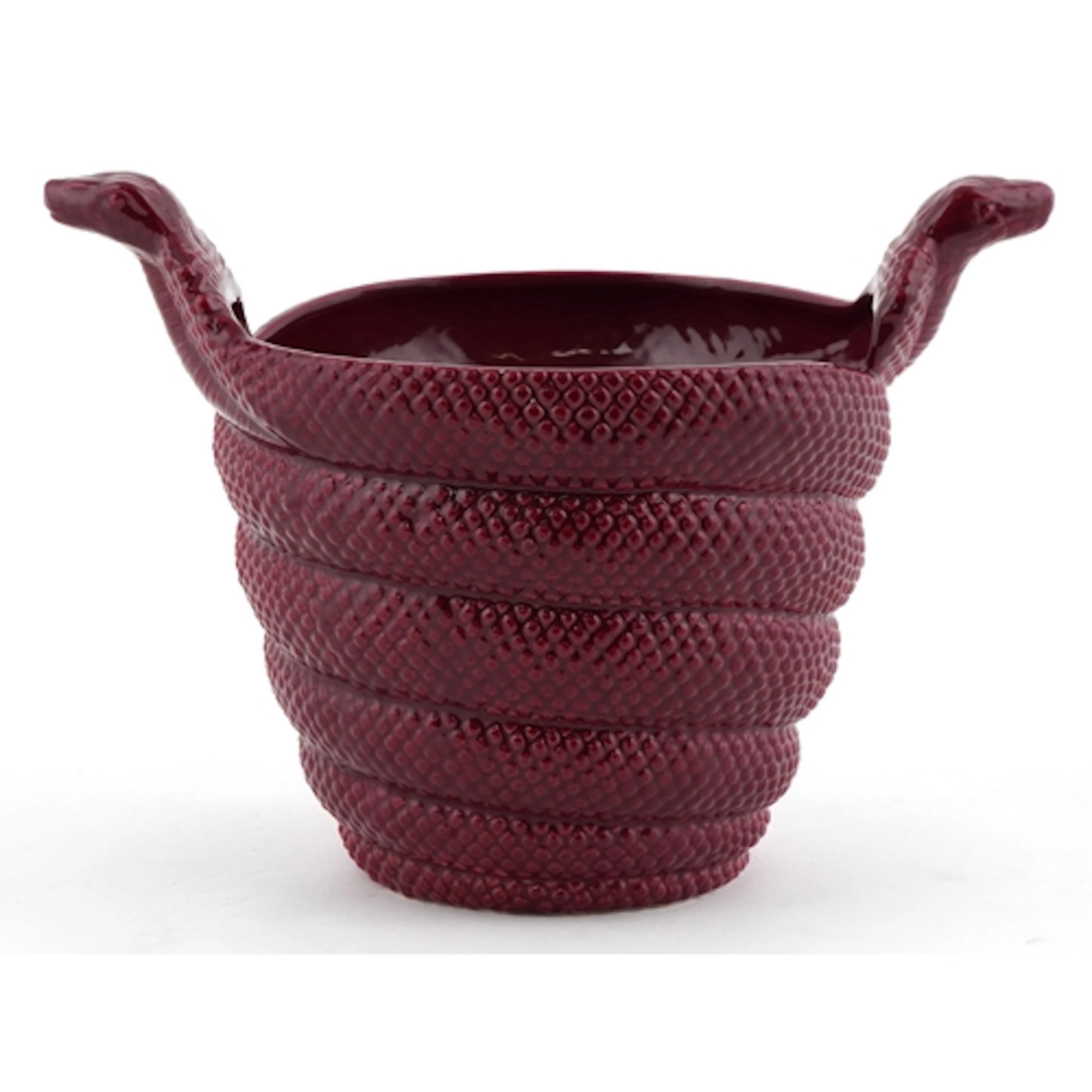 Early 20th century red glazed planter in the form of coiled ...