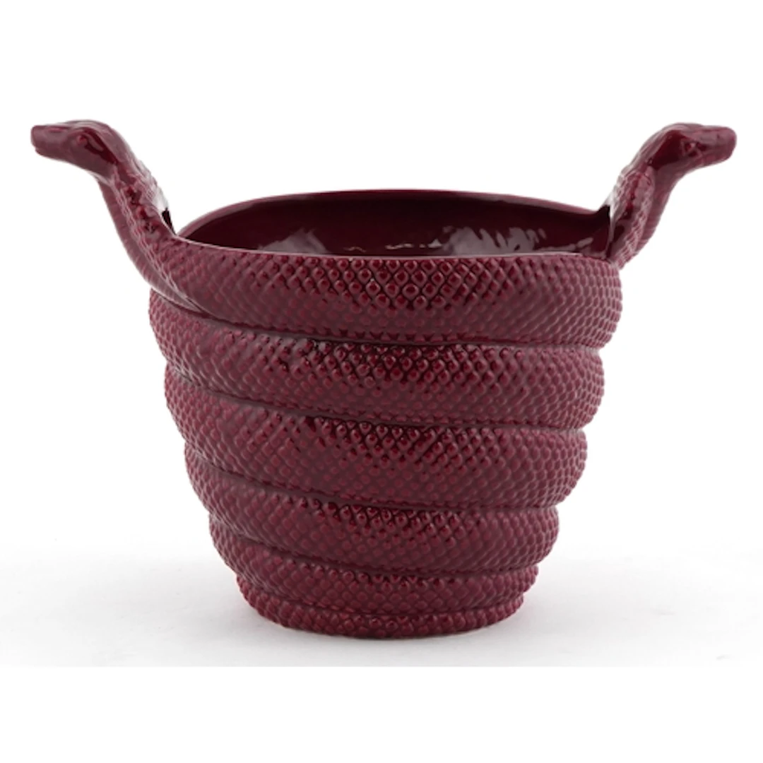 Early 20th century red glazed planter in the form of coiled ...