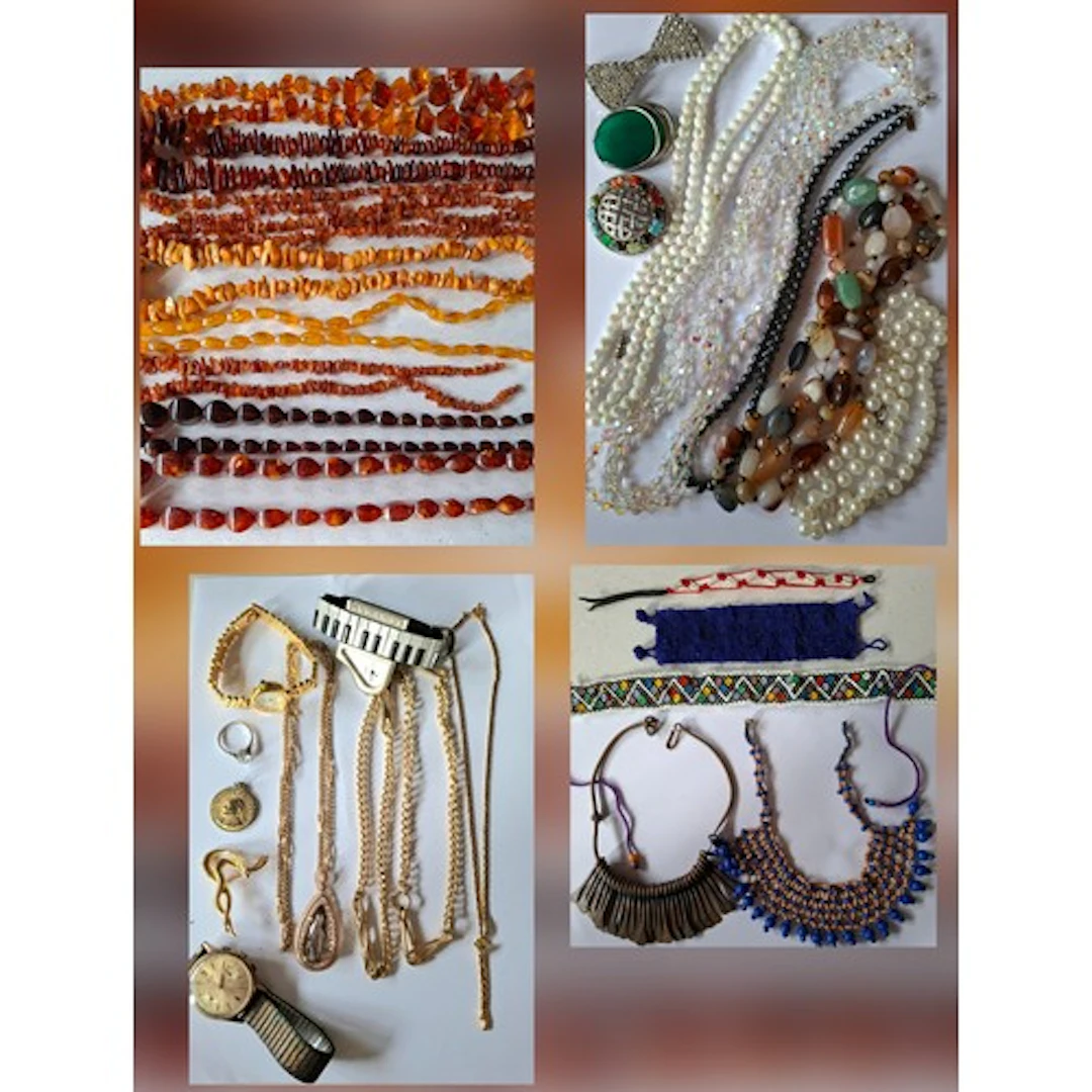 Eight vintage amber and faux amber bead necklaces together w...