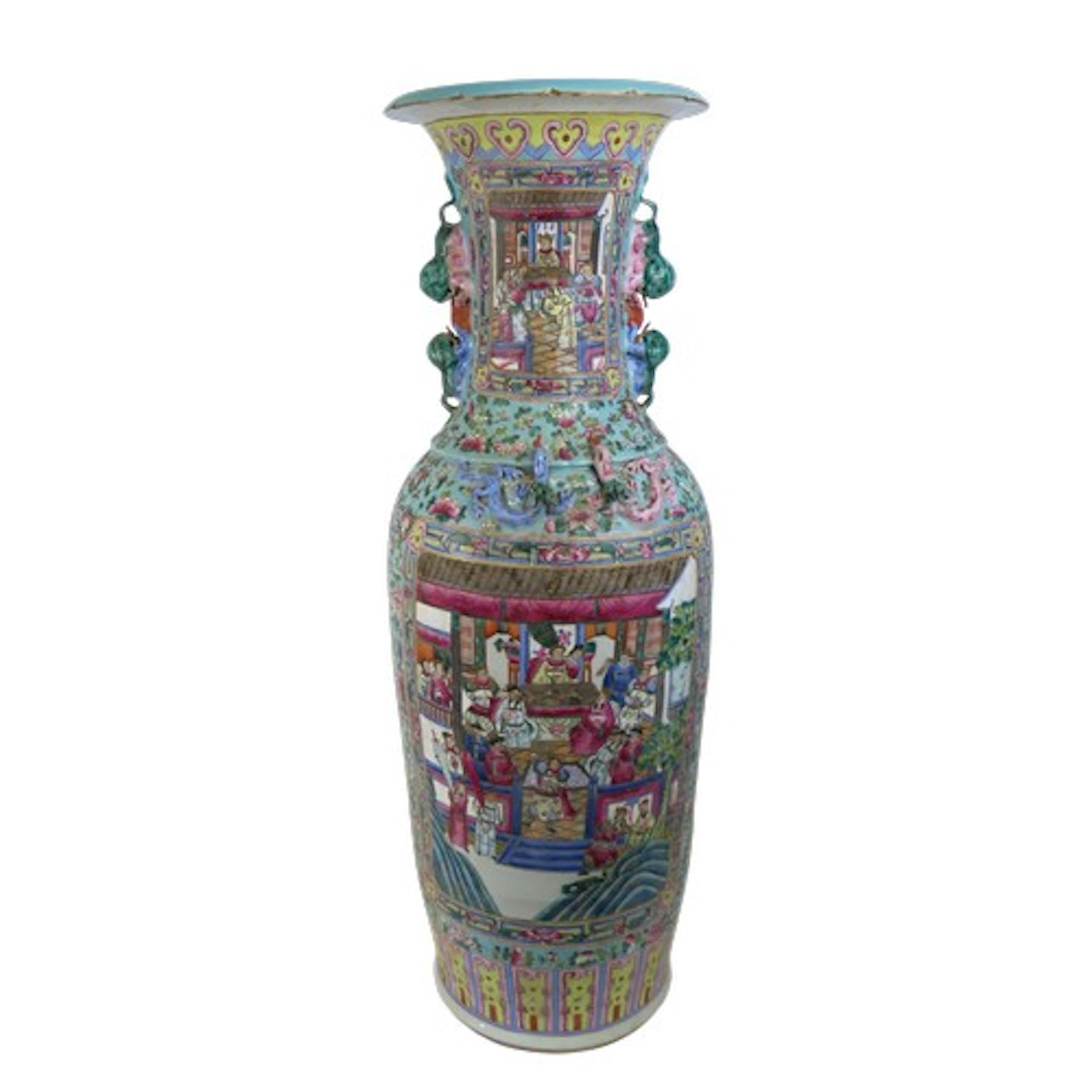 A MONUMENTAL CANTON FAMILLE ROSE VASE 20TH CENTURY 120cm hig...