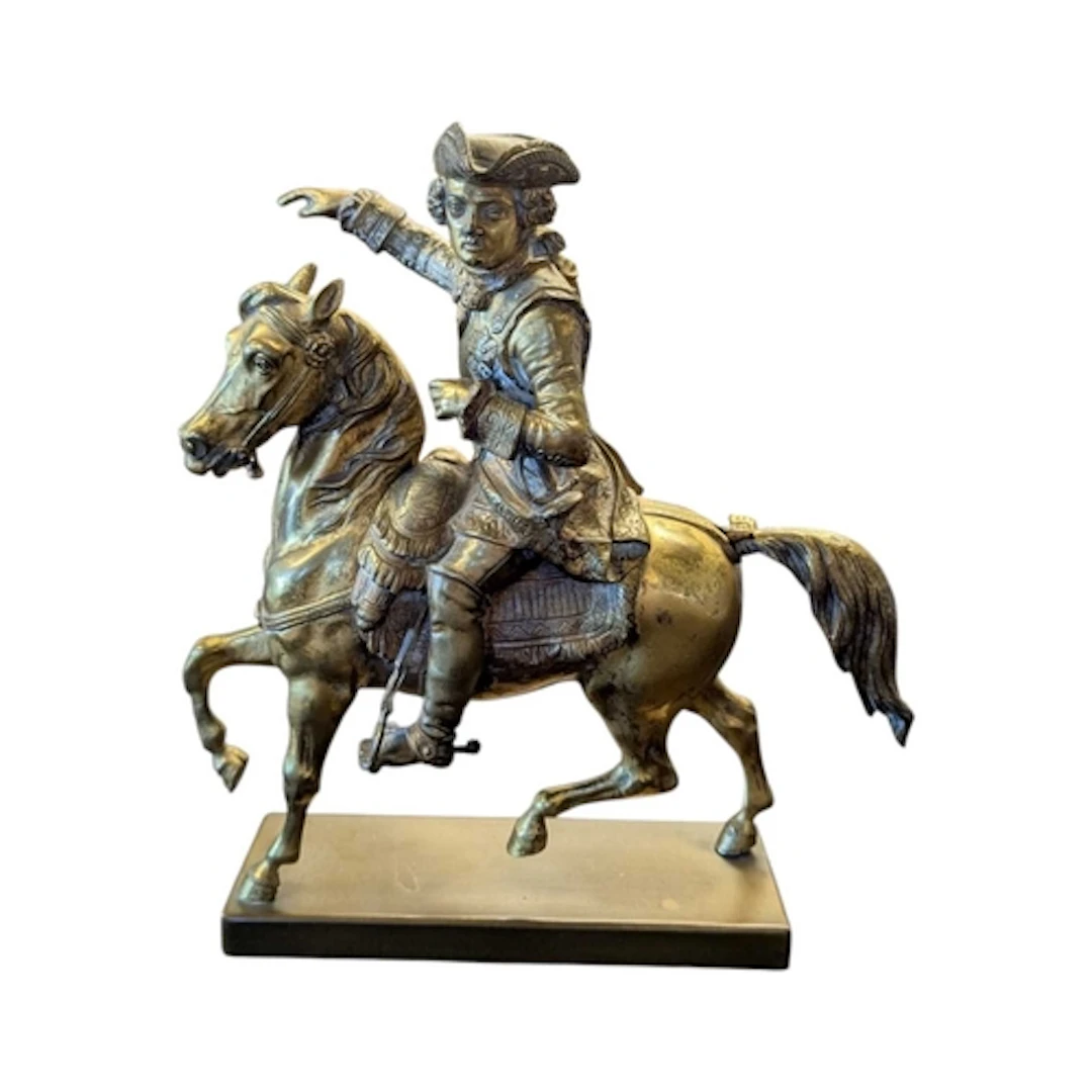 A 19th century gilt brass Napoleon on horseback clock topper...