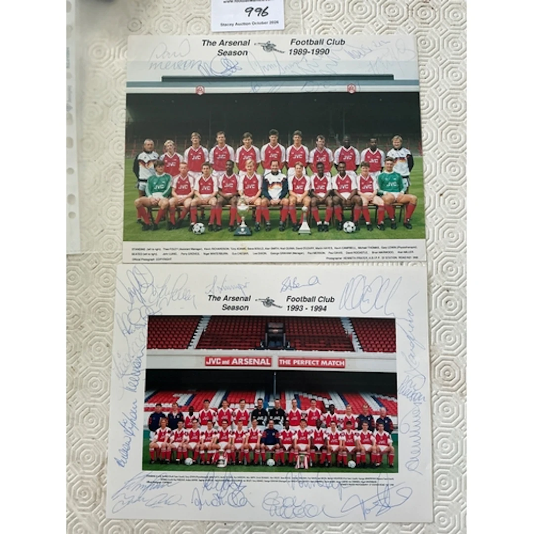 Arsenal Multi Signed Football Photos: 93/94 team group signe...