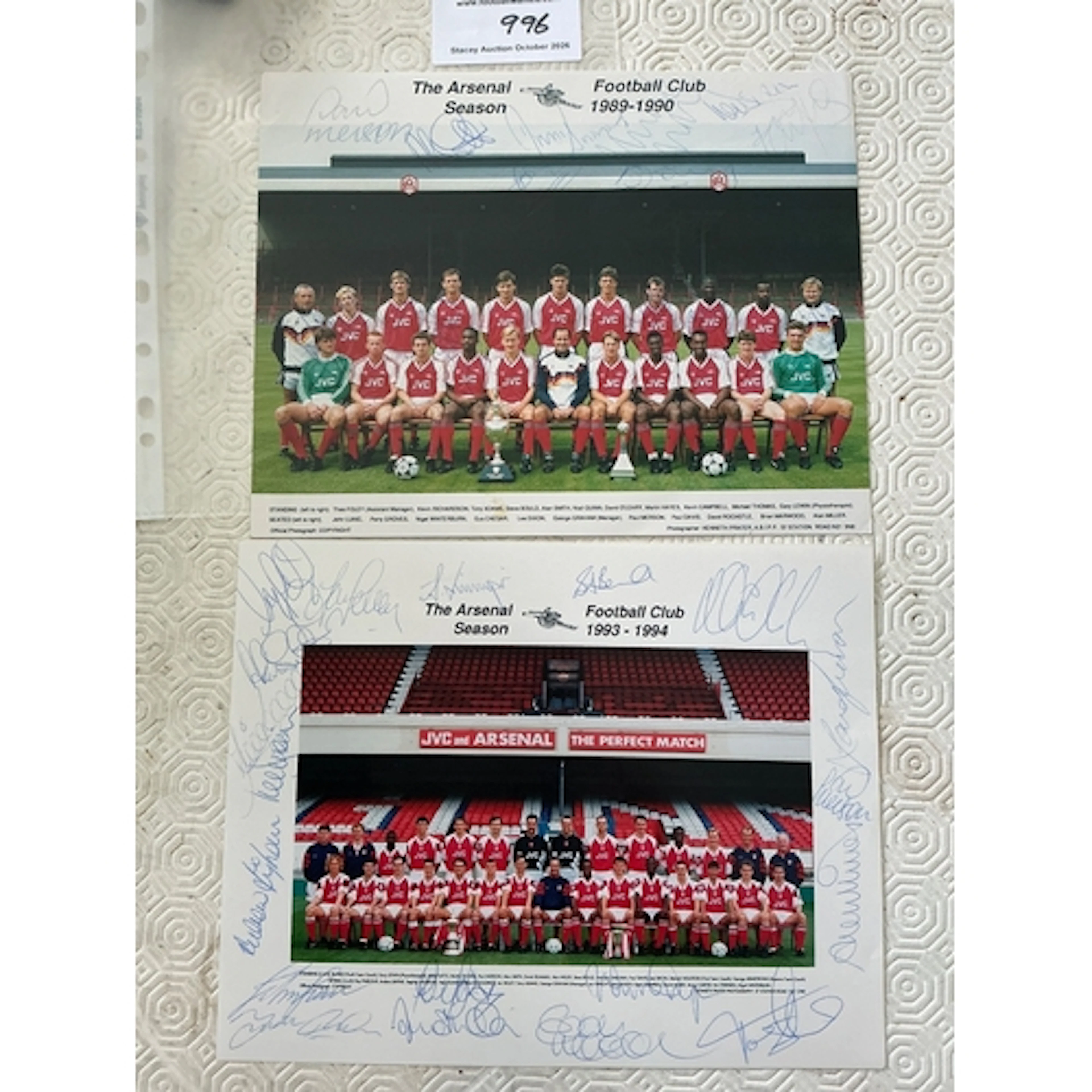 Arsenal Multi Signed Football Photos: 93/94 team group signe...