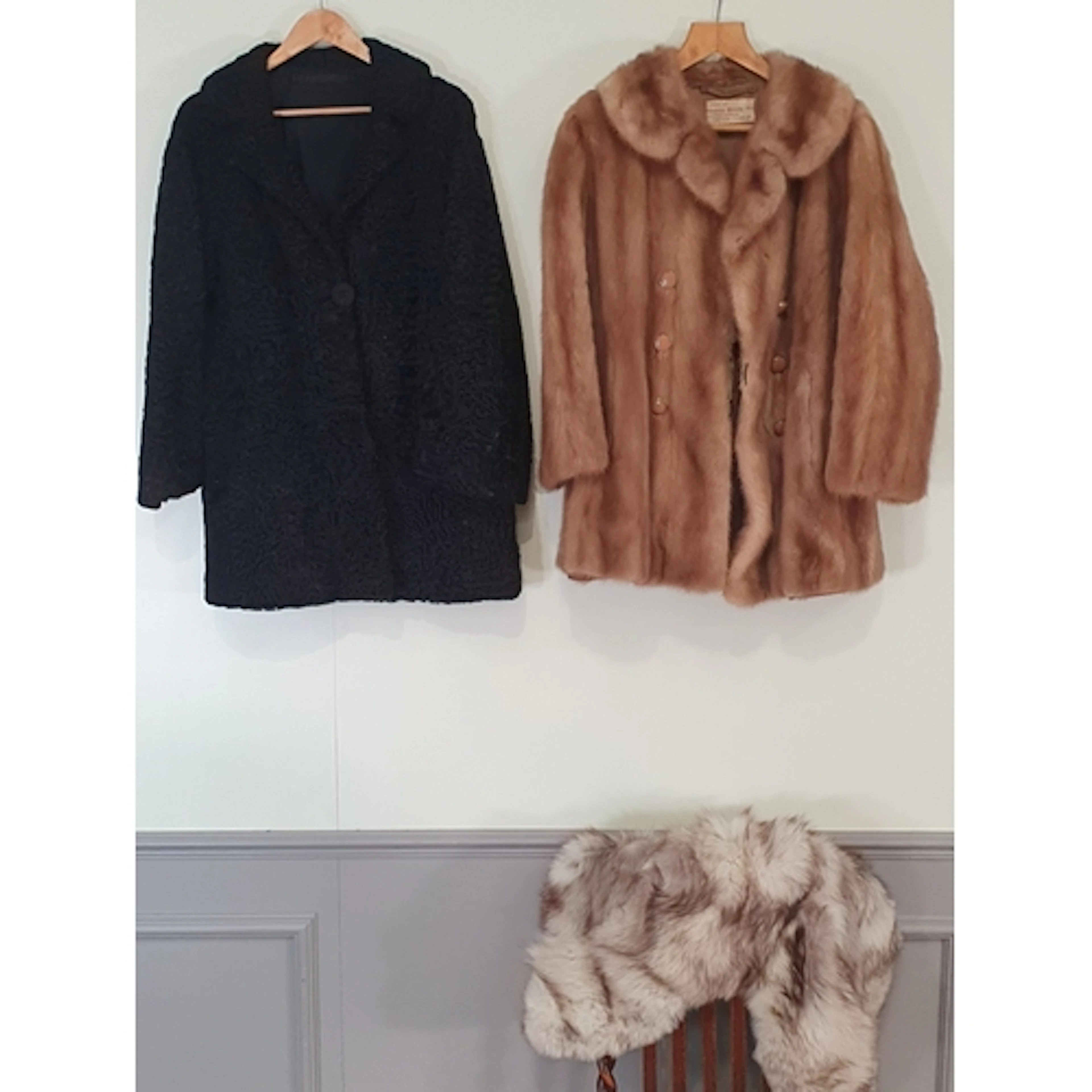A fur Jacket by Maurice Melody, Sunderland, a black Jacket b...