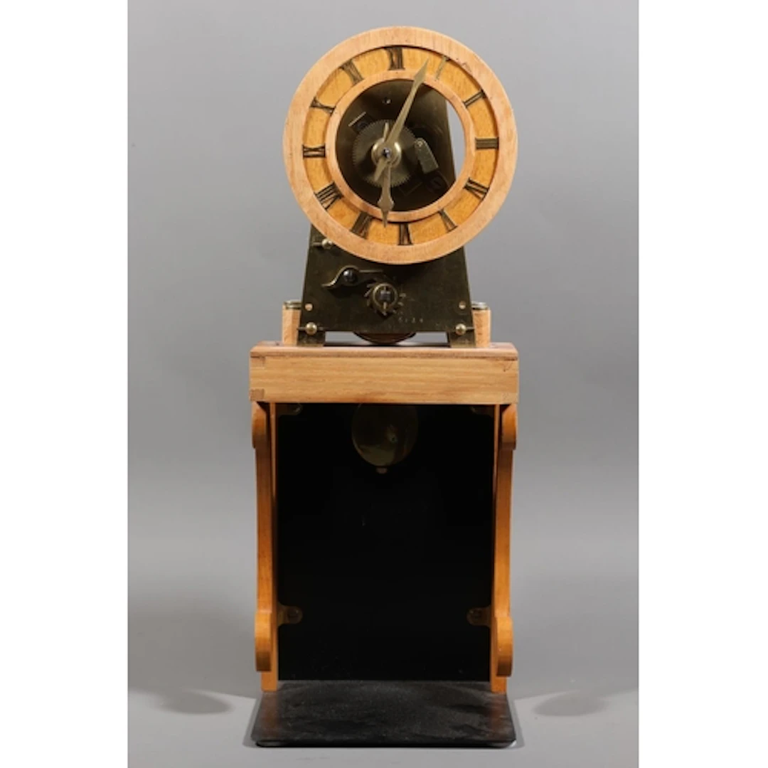 Fusee movement mantel clock with wooden chapter ring, Roman ...