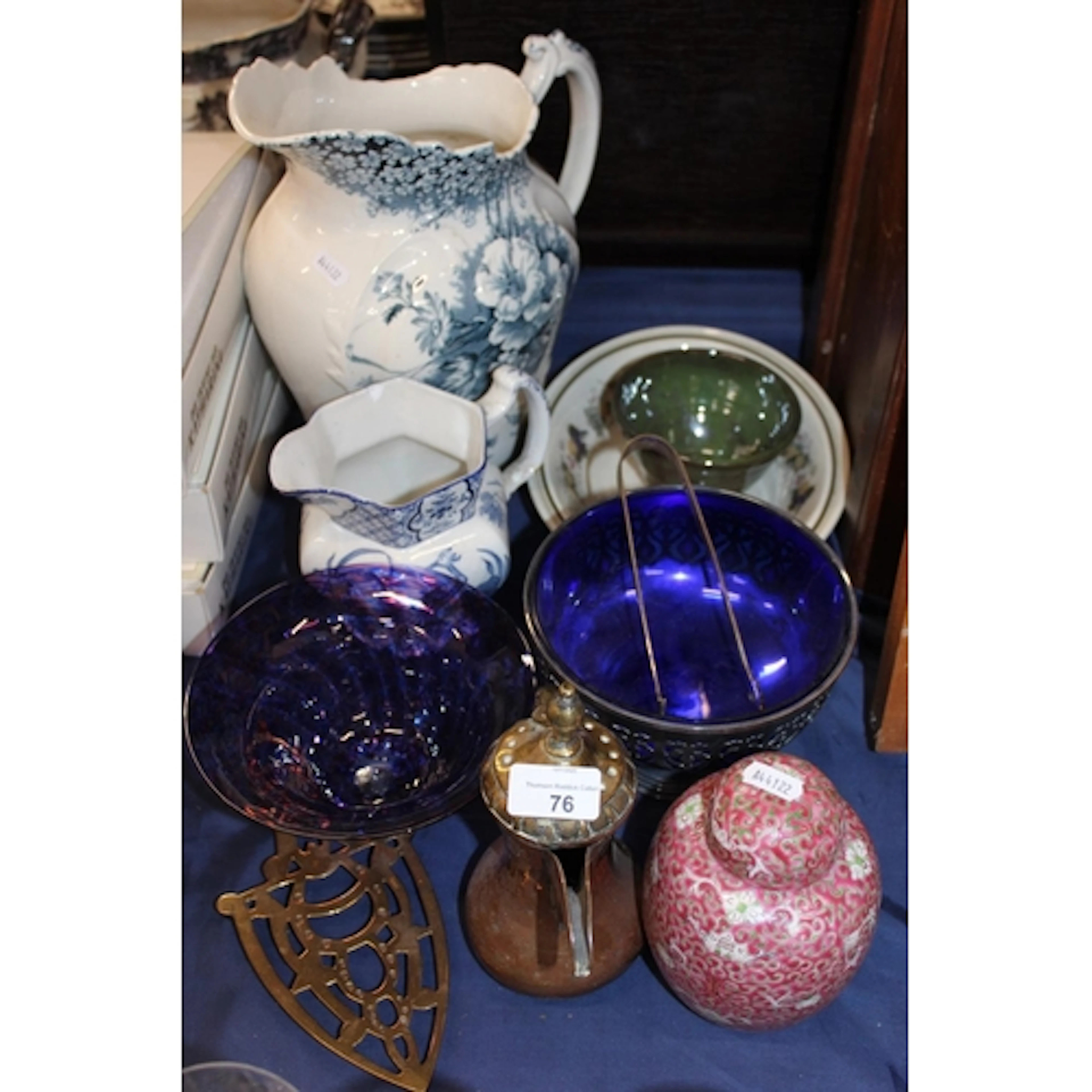 Copper and brass Iznik kettle, a Chinese ginger jar and cove...