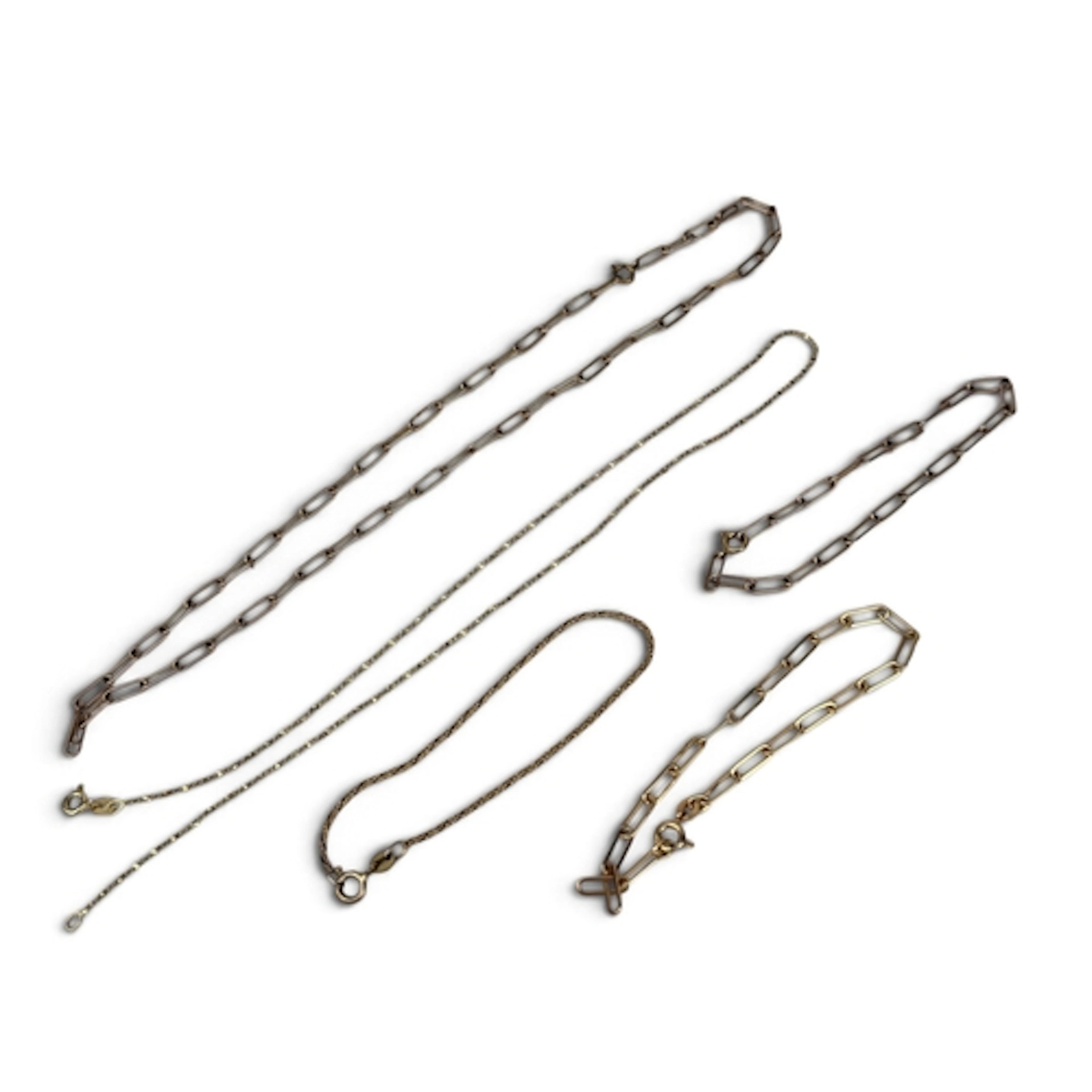 FOUR 9CT GOLD BRACELETS TOGETHER WITH A 14CT GOLD BRACELET T...