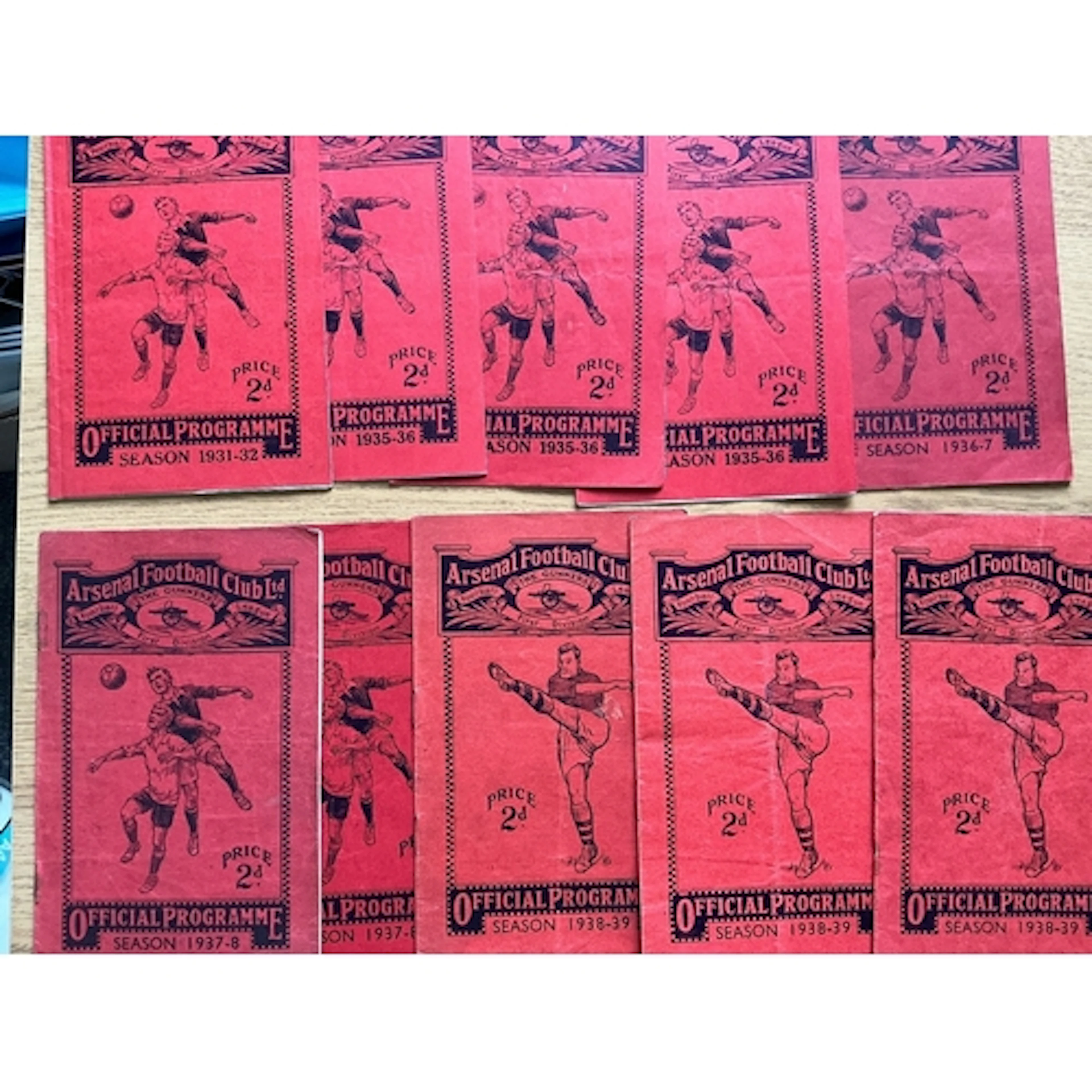 Arsenal Home Football Programmes: 31/32 West Ham 35/36 Derby...