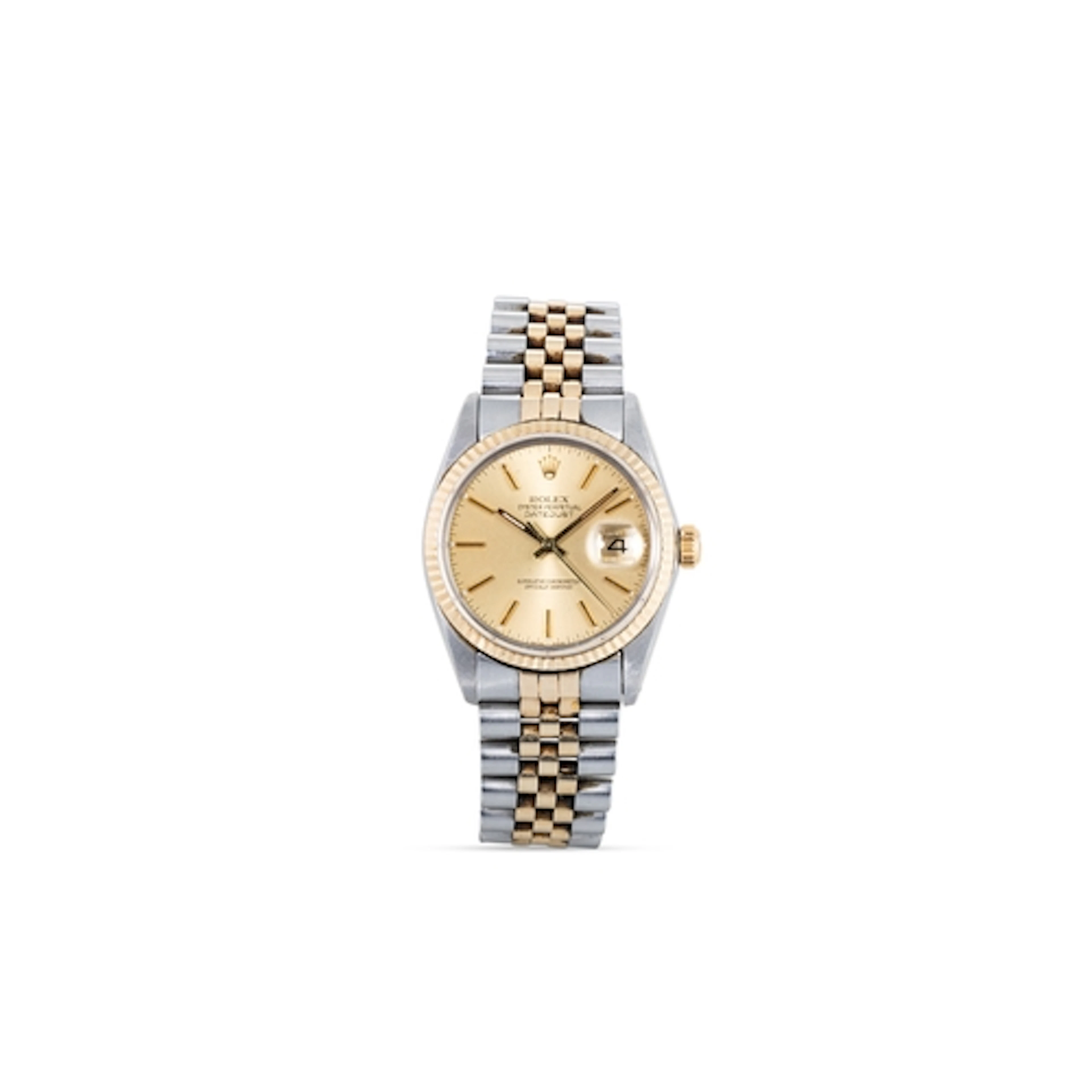 A VINTAGE BI-METAL ROLEX OYSTER PERPETUAL DATEJUST WRIST WAT...