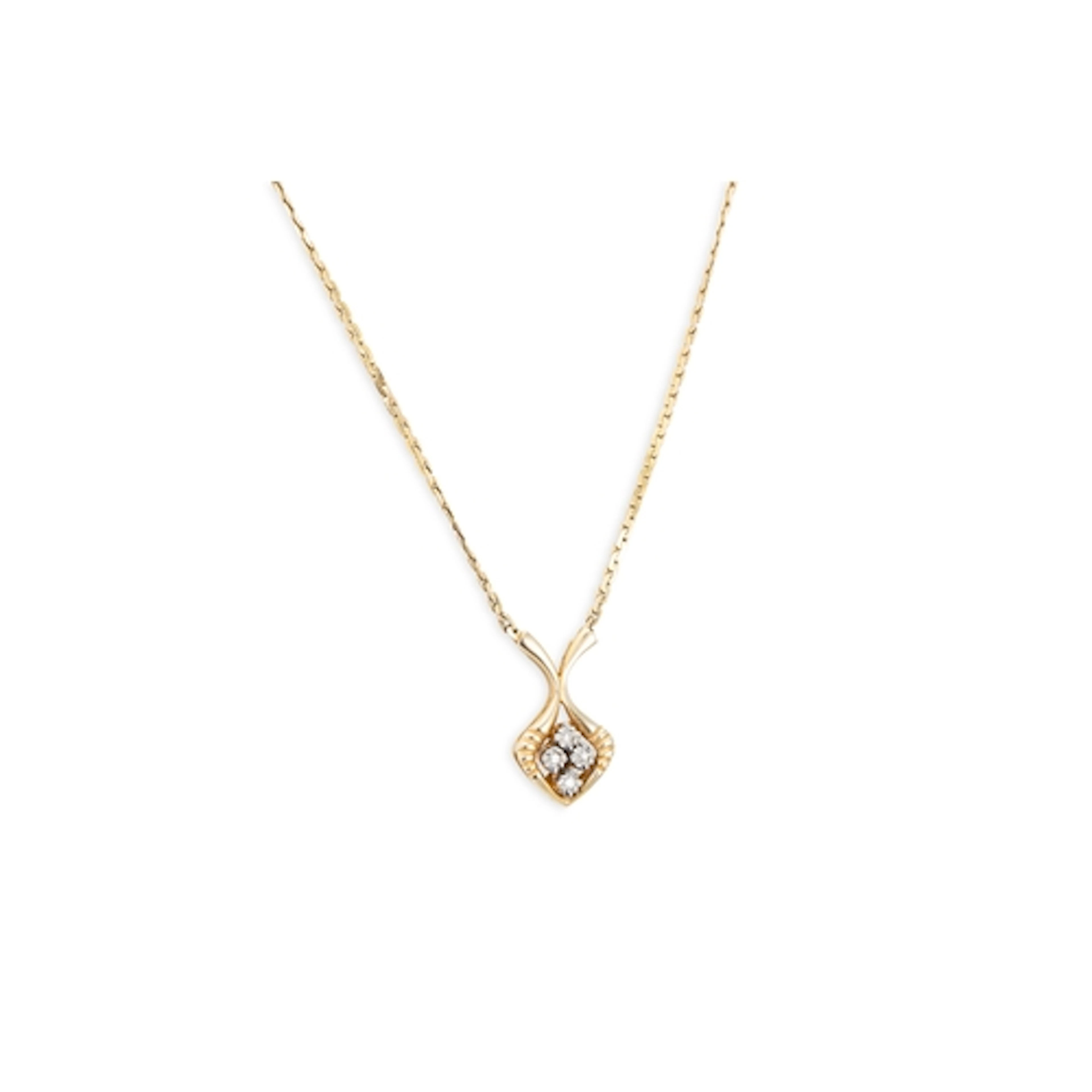 A DIAMOND SET PENDANT, mounted in yellow gold, with a gold f...