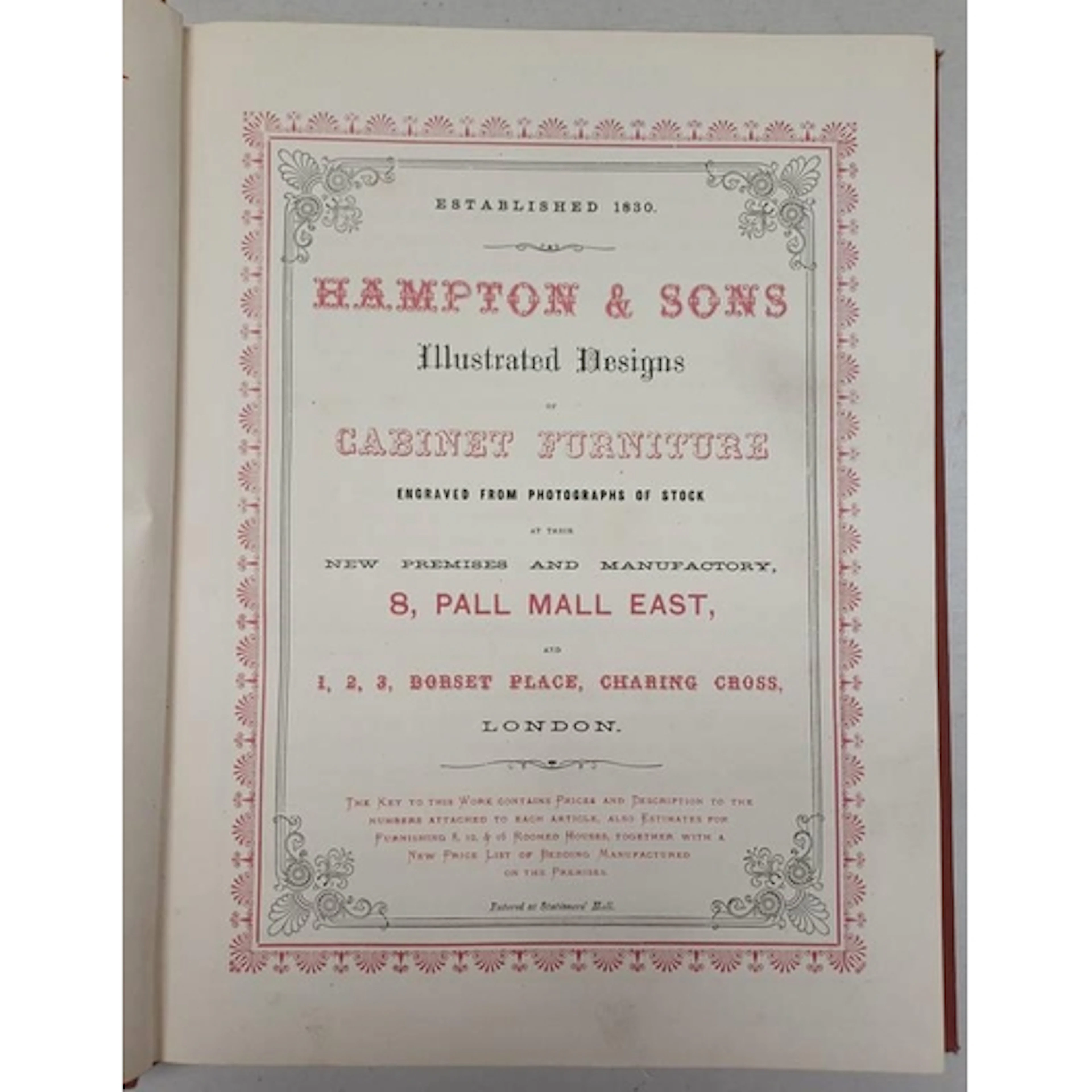 HAMPTON & SONS ILLUSTRATED DESIGNS OF CABINET FURNITURE ENGR...