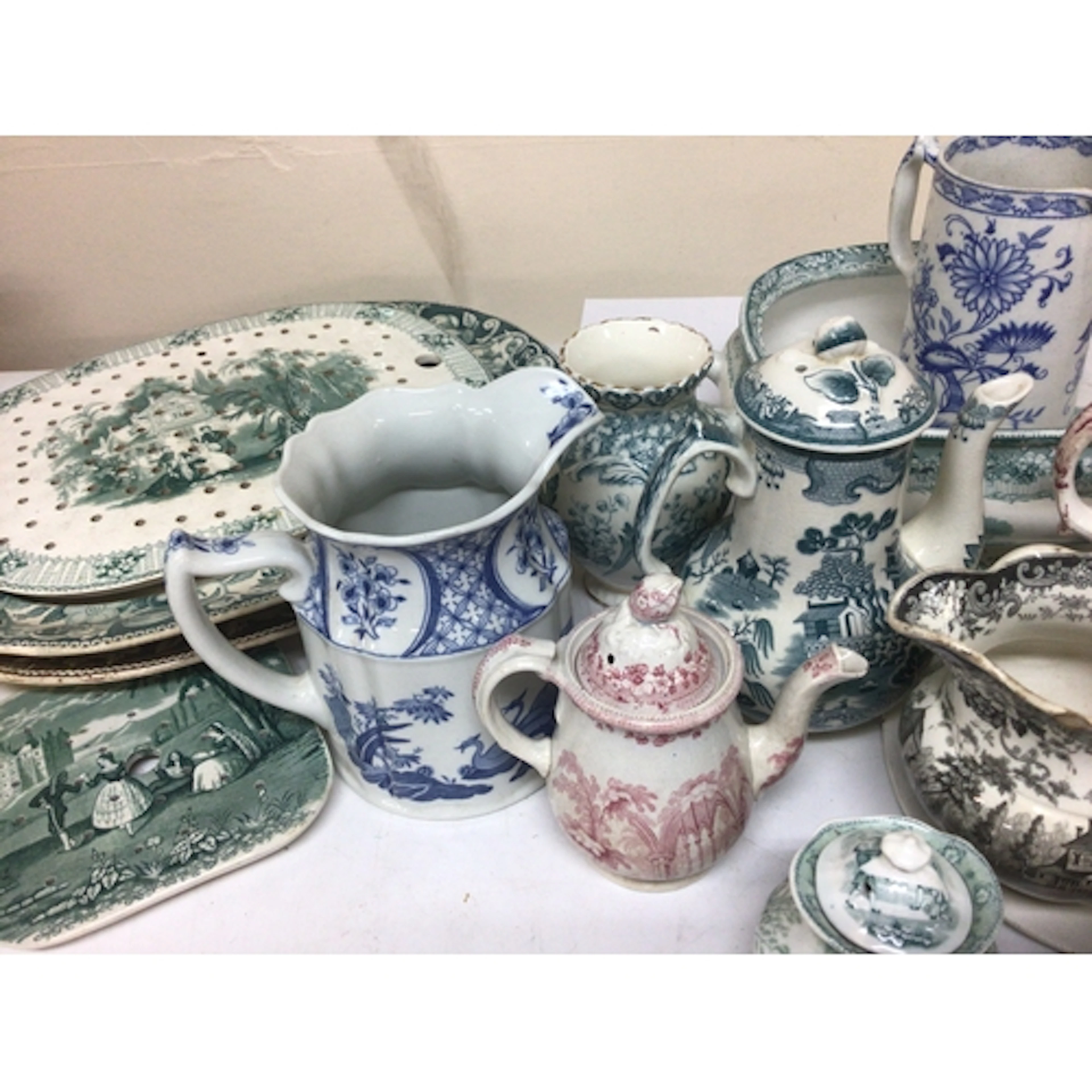 A Collection of Victorian ceramic jugs meat plate and other ...