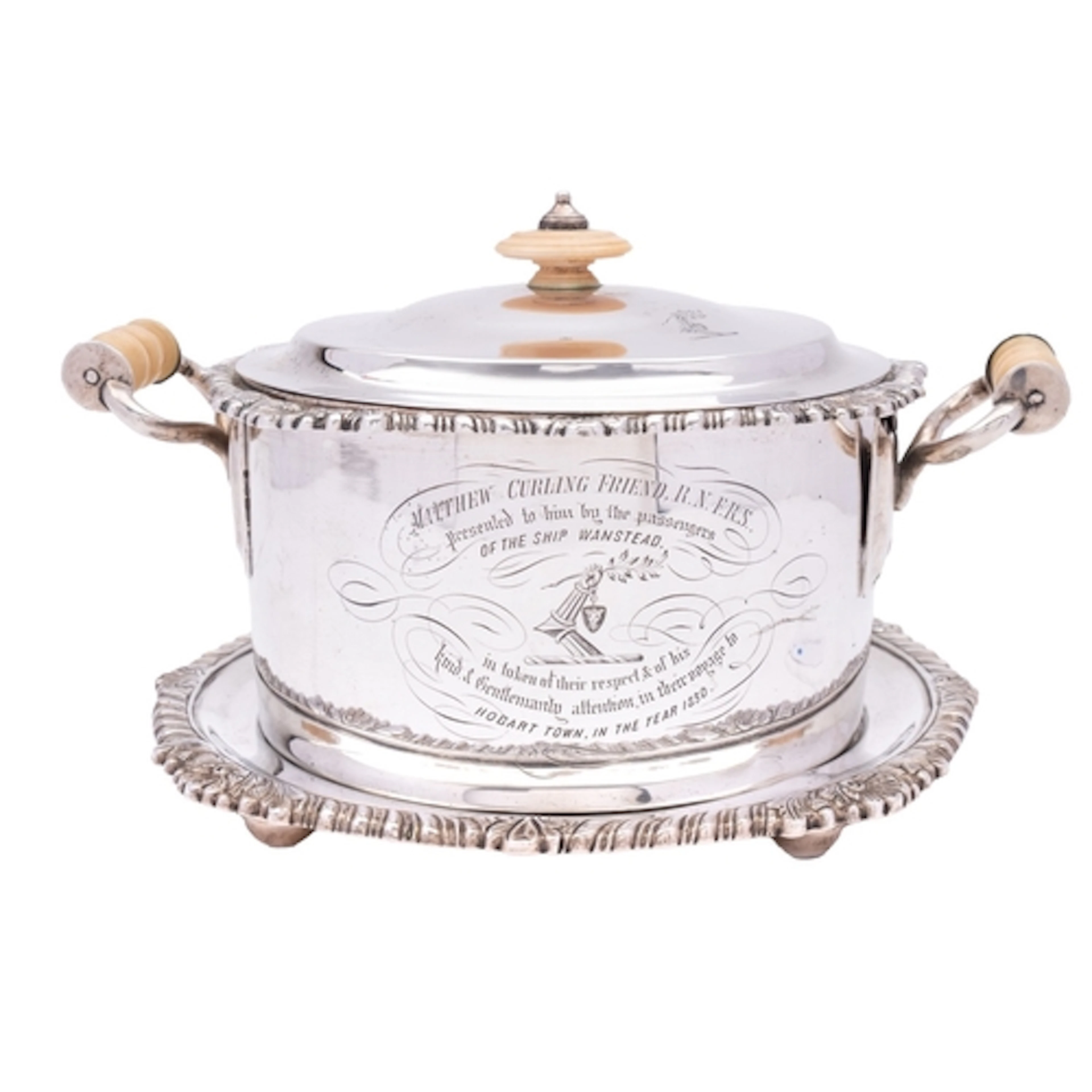 An Anglo-Indian curry pan, stand and cover by E. Cropley & C...
