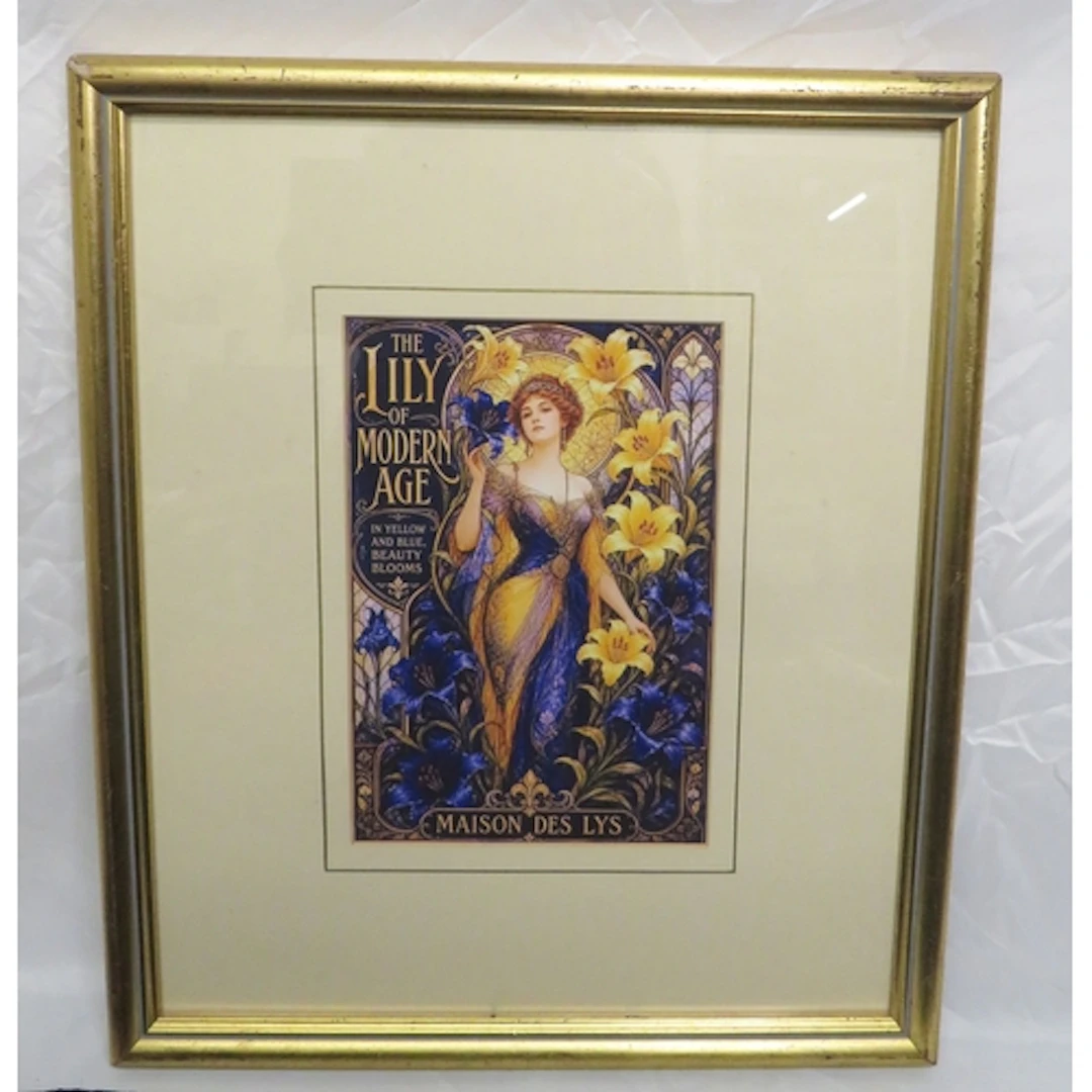 F/g Art Nouveau Style Advertising Print 'Maison Des Lys' 40c...