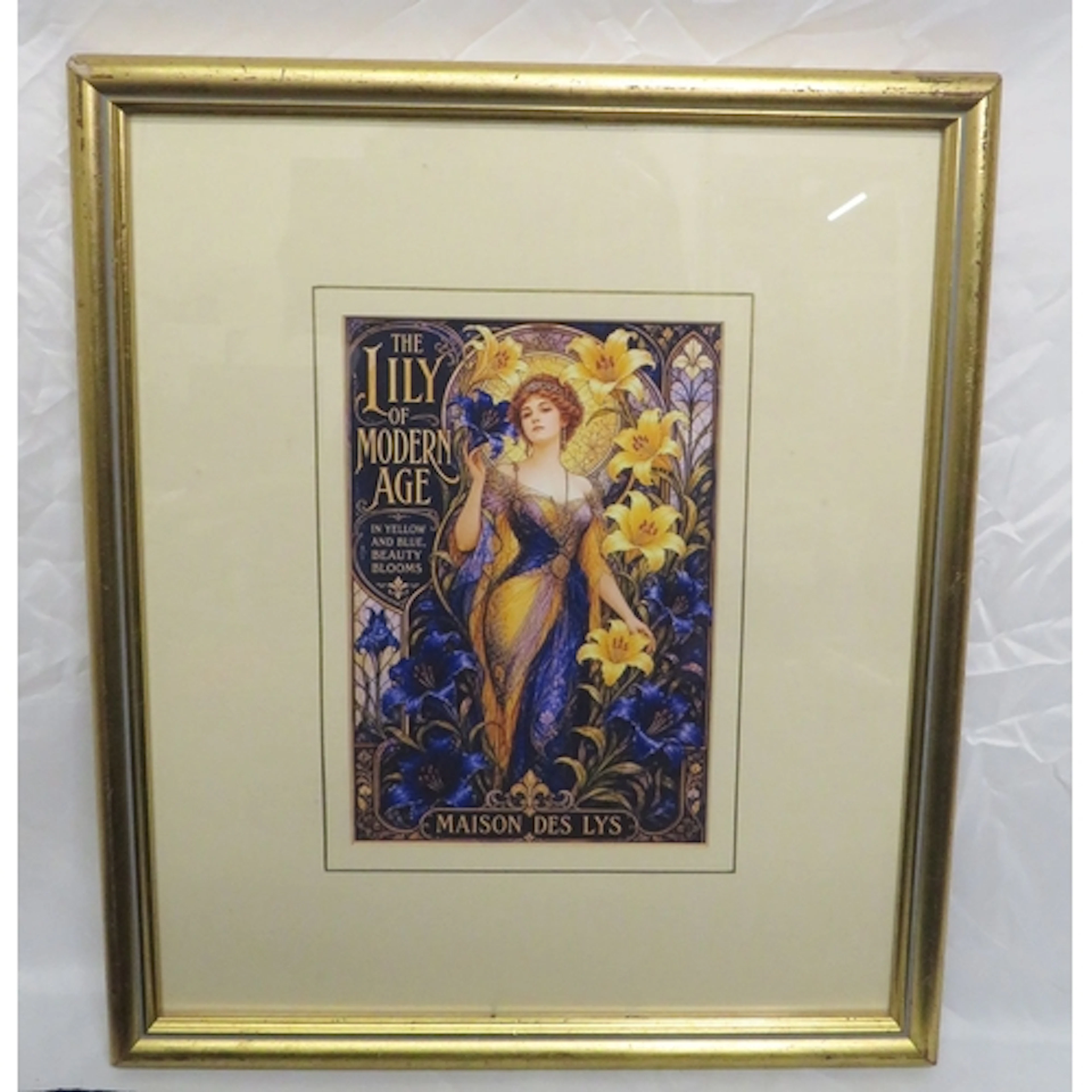 F/g Art Nouveau Style Advertising Print 'Maison Des Lys' 40c...