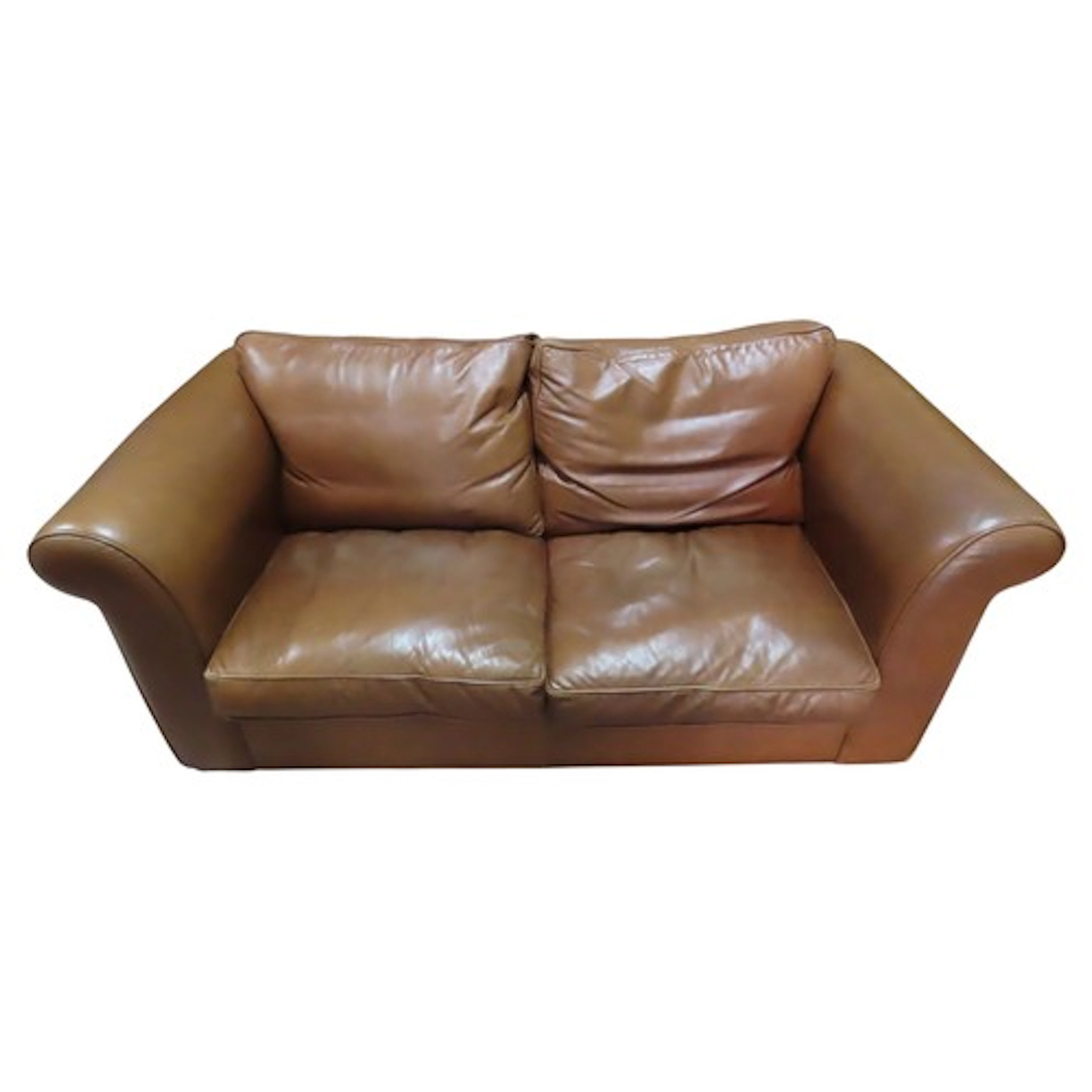 Laura Ashley two seater tan leather sofa, approx 195 cm wide
