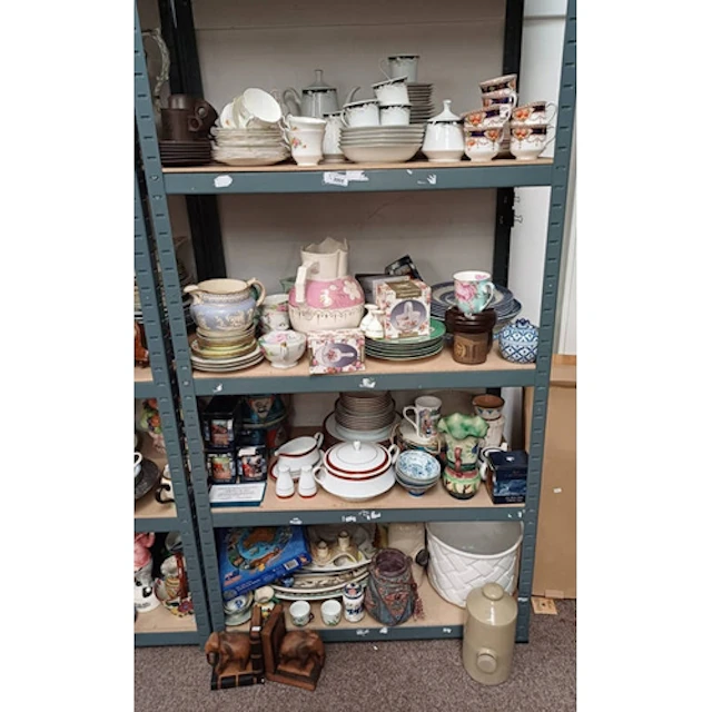 GOOD SELECTION PORCELAIN DINNER & TEAWARE, TOY METAL DRUMS, ...