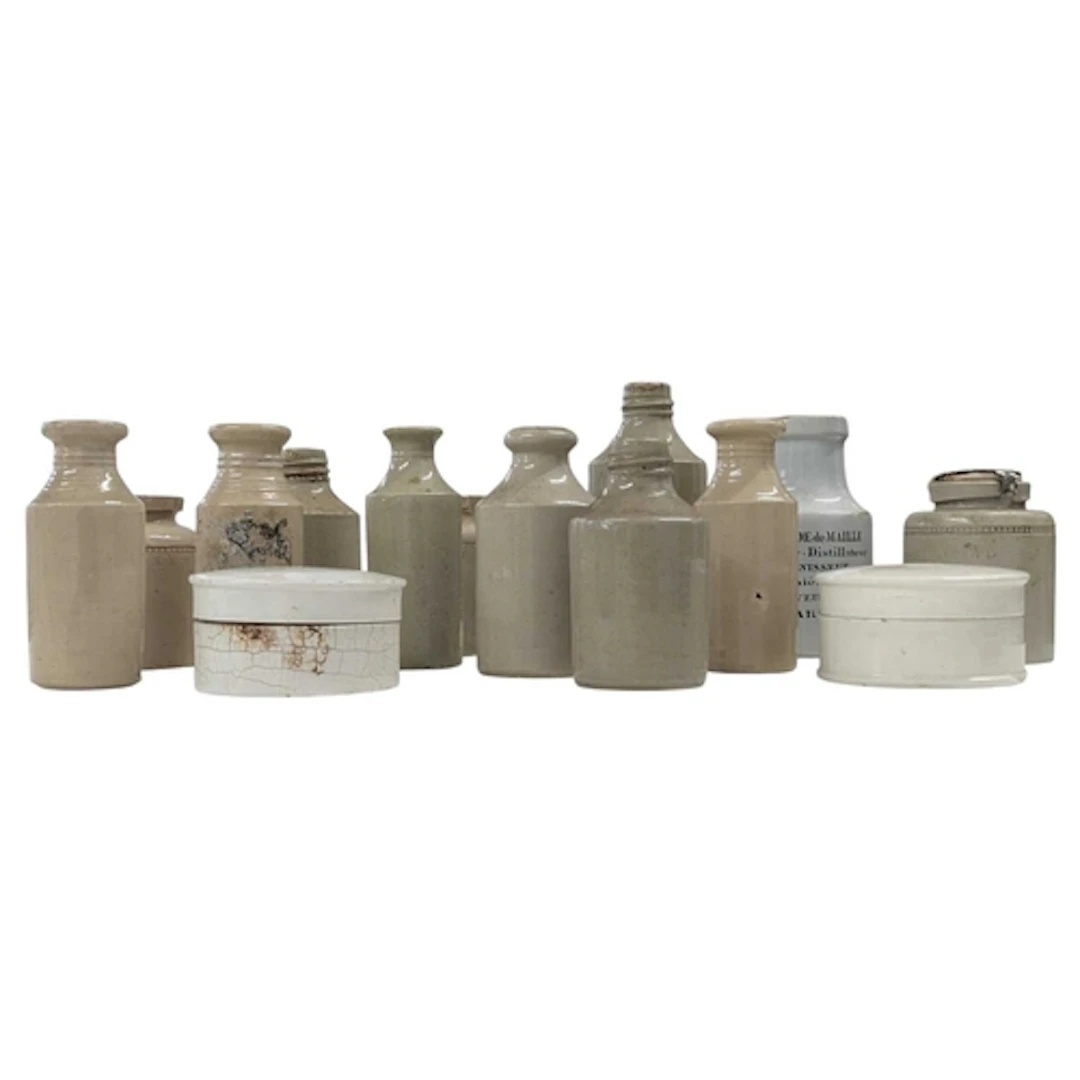 Collection of early 20th century stoneware inkwells and pots...