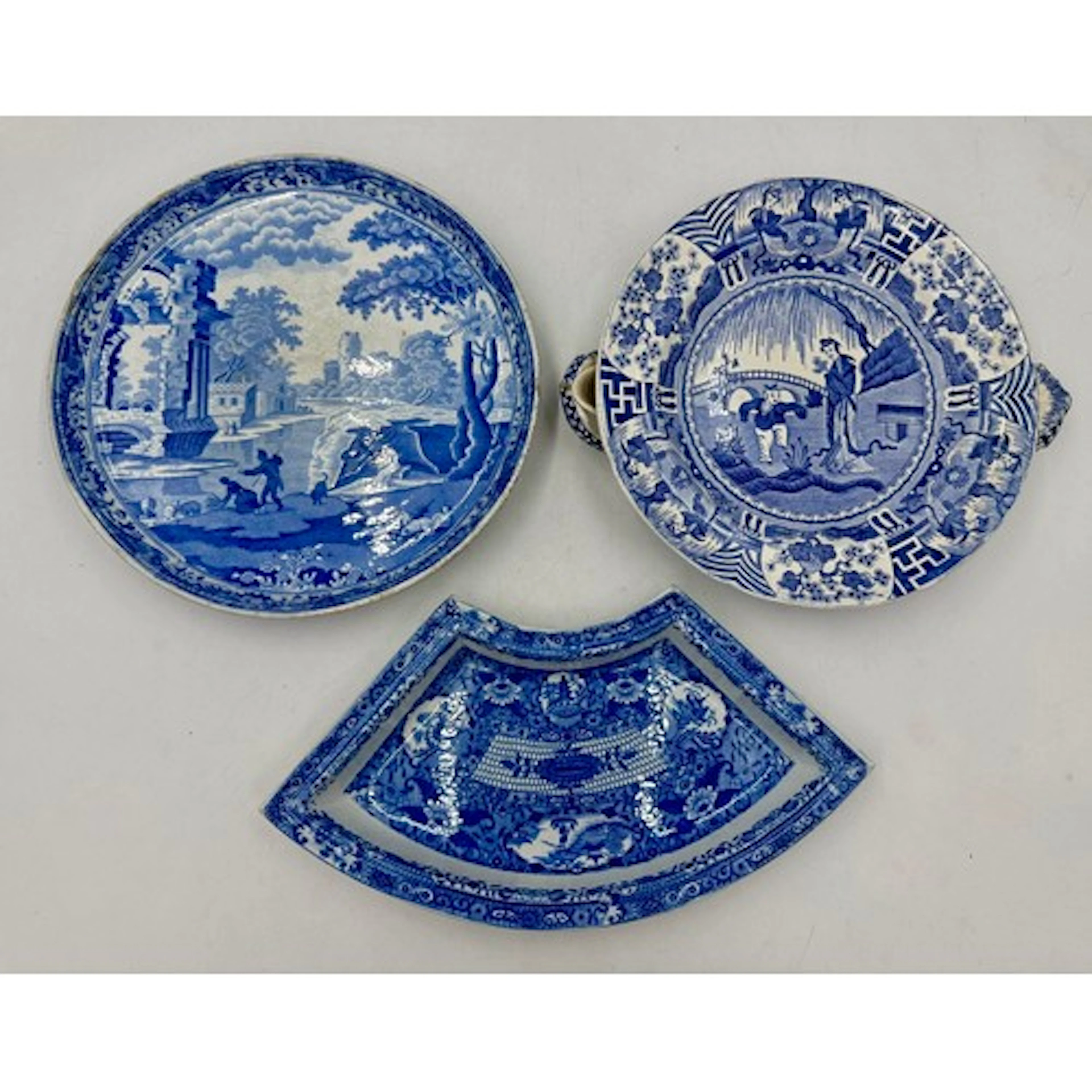 A group of early 19th century blue and white transfer-printe...
