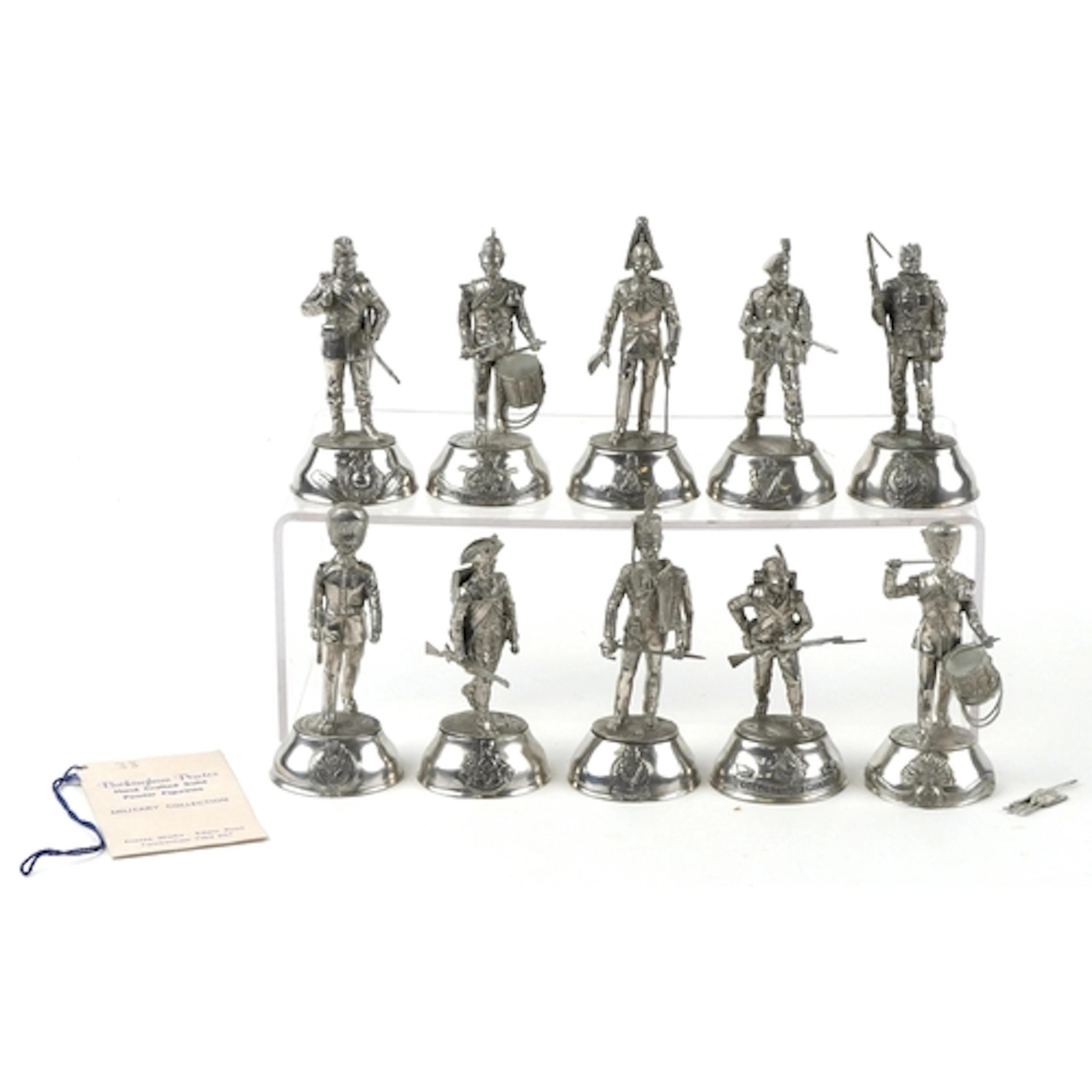 Ten Buckingham pewter military figures designed by Charles S...