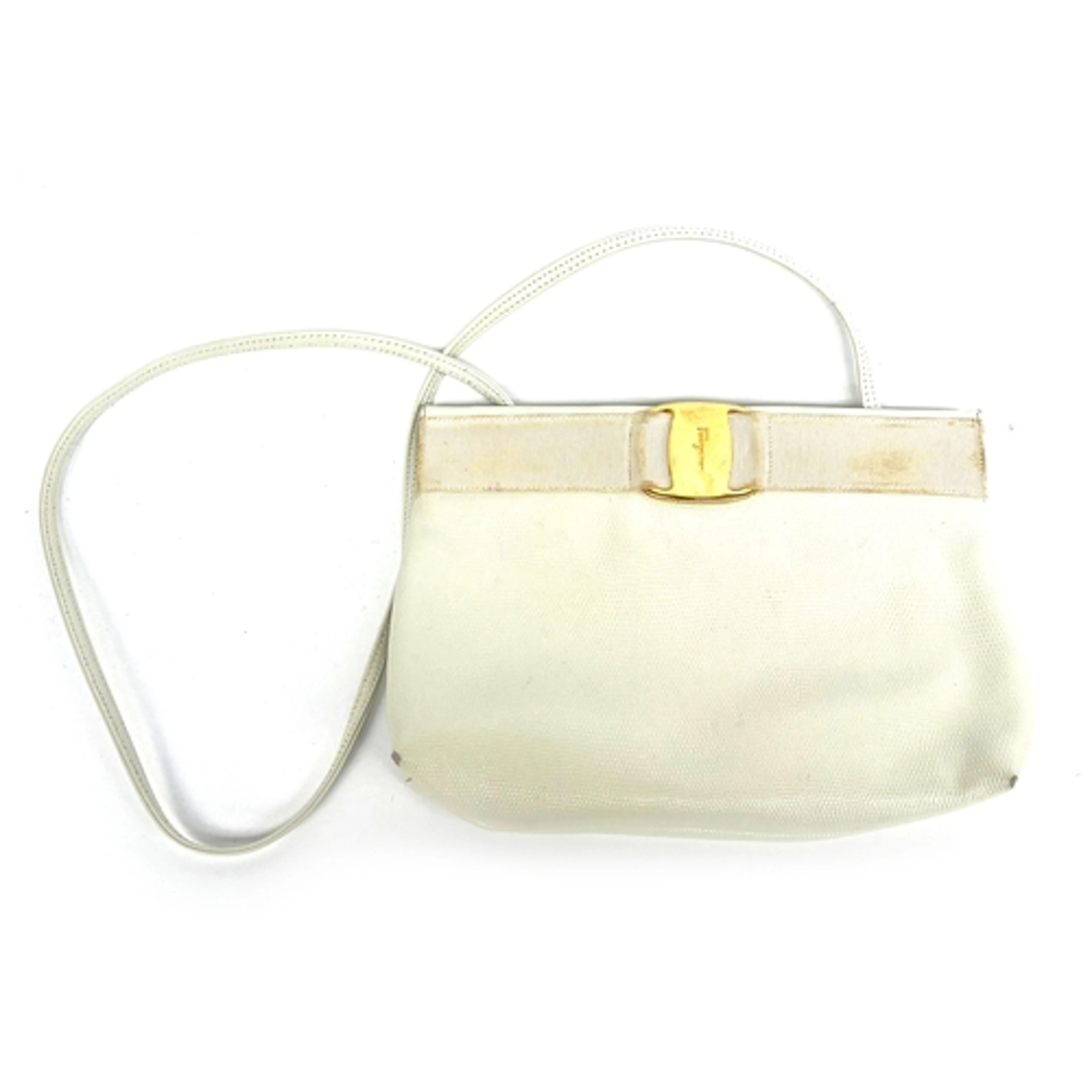 A Ferragamo cream leather vara bow crossbody/clutch bag, ser...