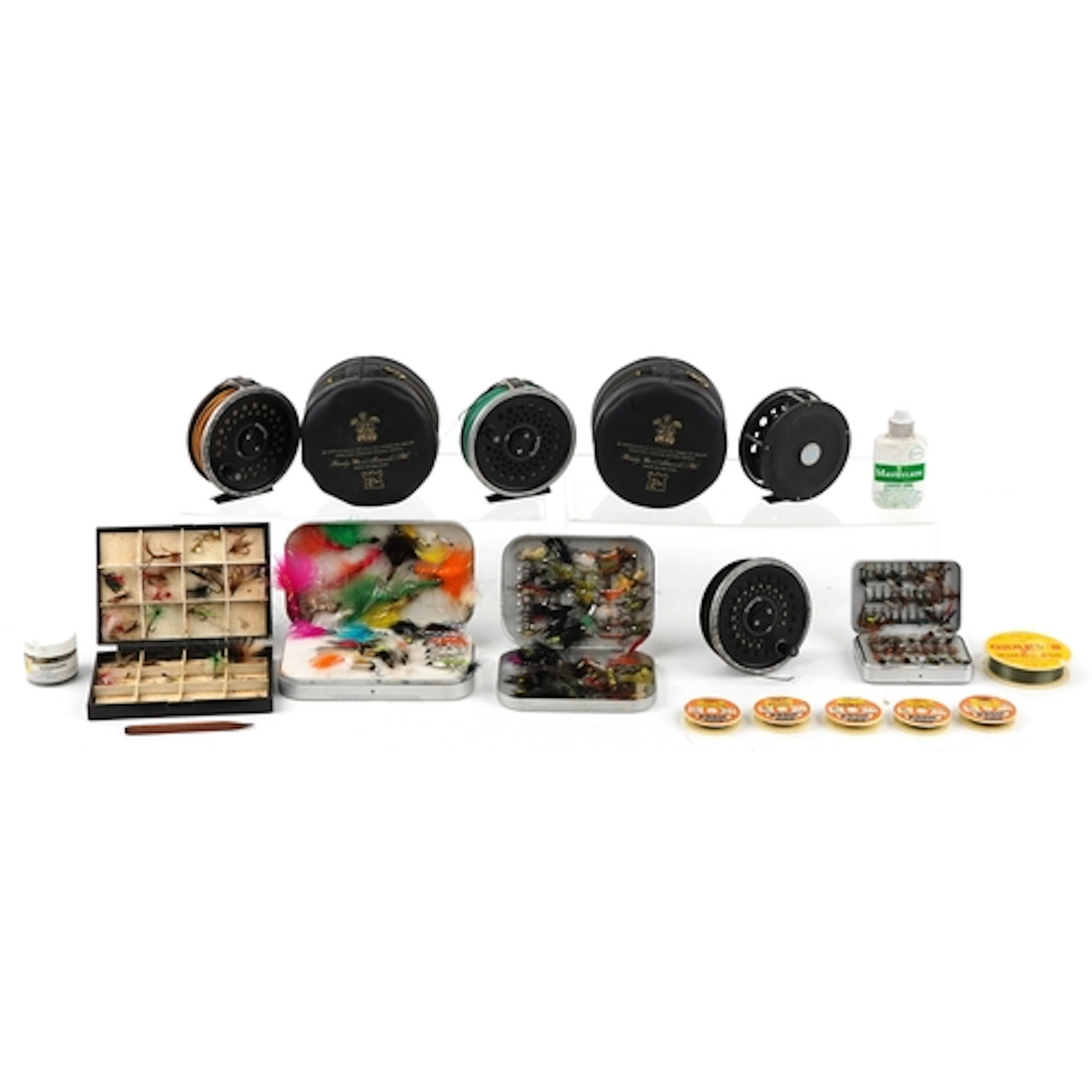 Vintage fly fishing reels and flies including Dragonfly 100 ...