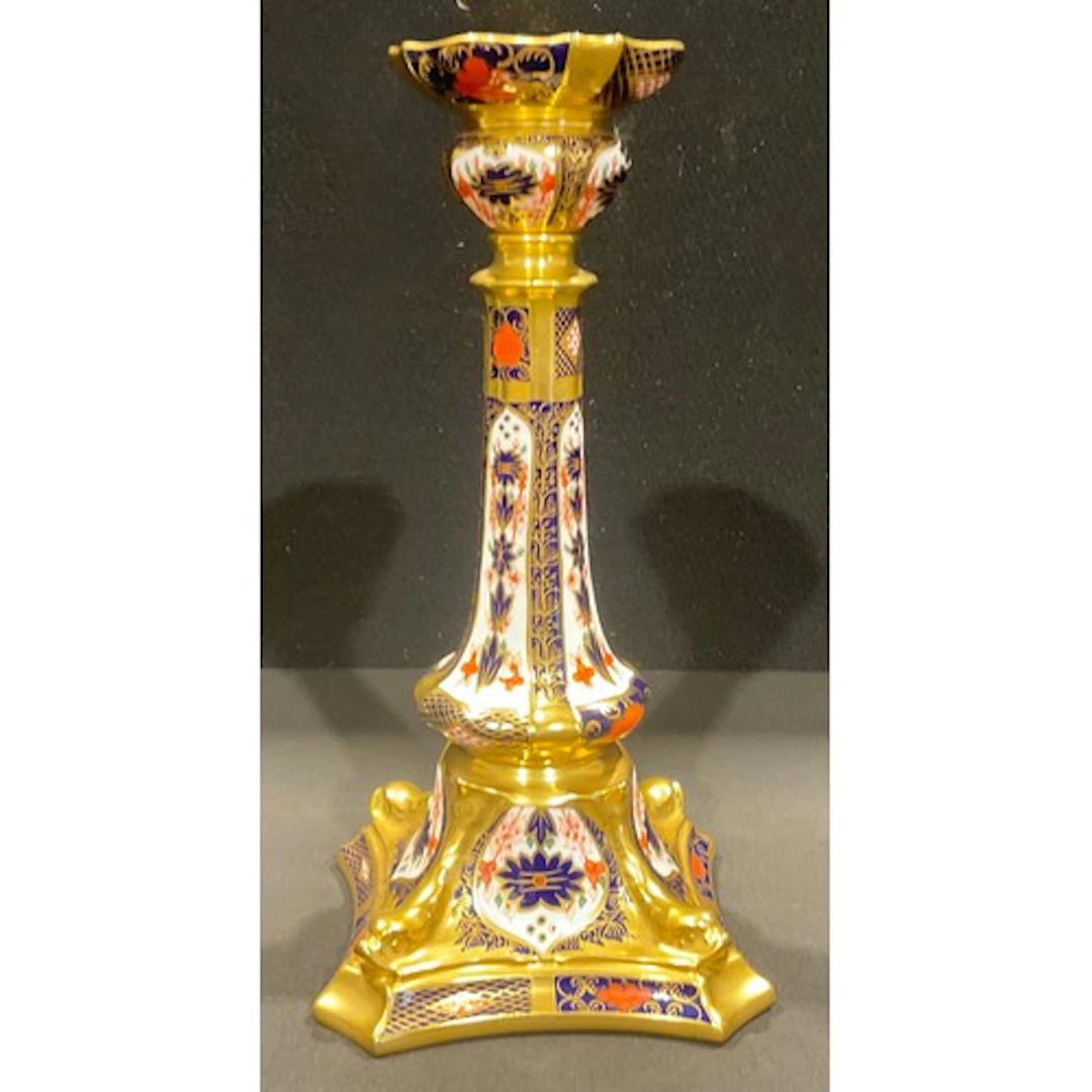 A Royal Crown Derby 1128 Imari pattern Castleton candlestick...
