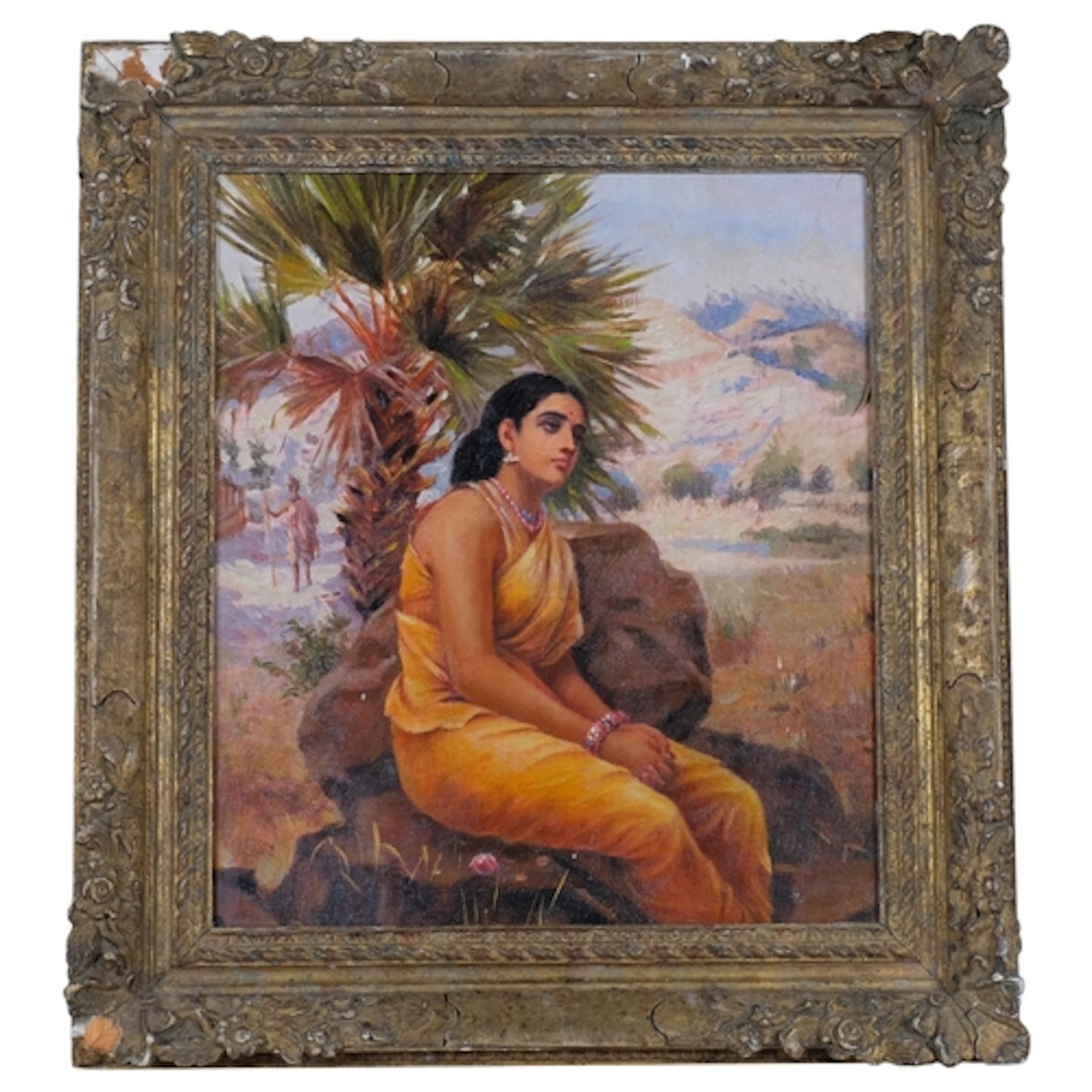 Portrait of an Indian girl, modern oil on canvas board, unsi...