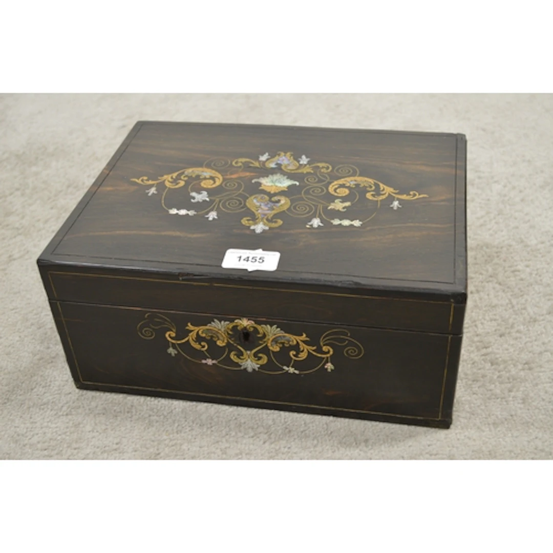 19th Century coromandel brass and mother of pearl marquetry ...