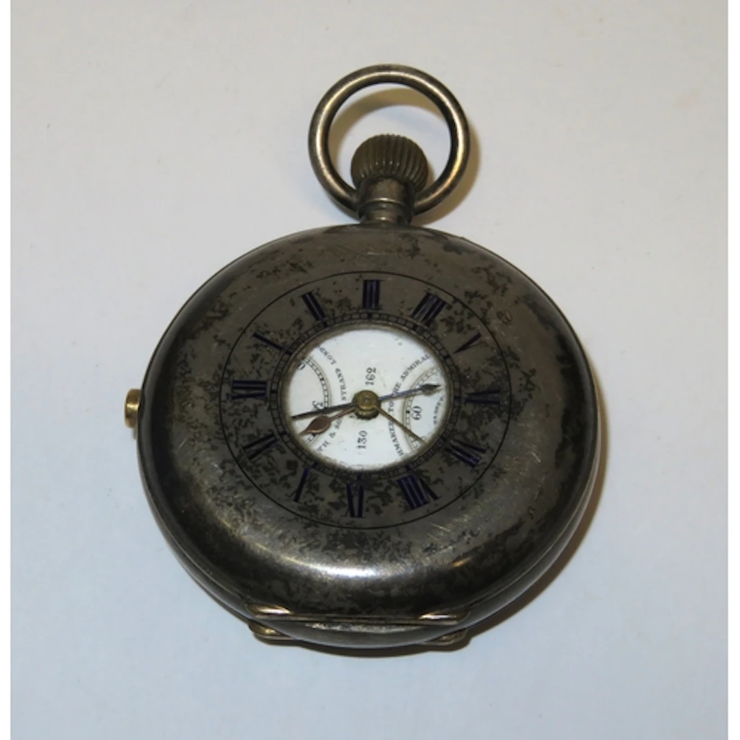 Unusual Continental silver cased half hunter pocket watch, b...