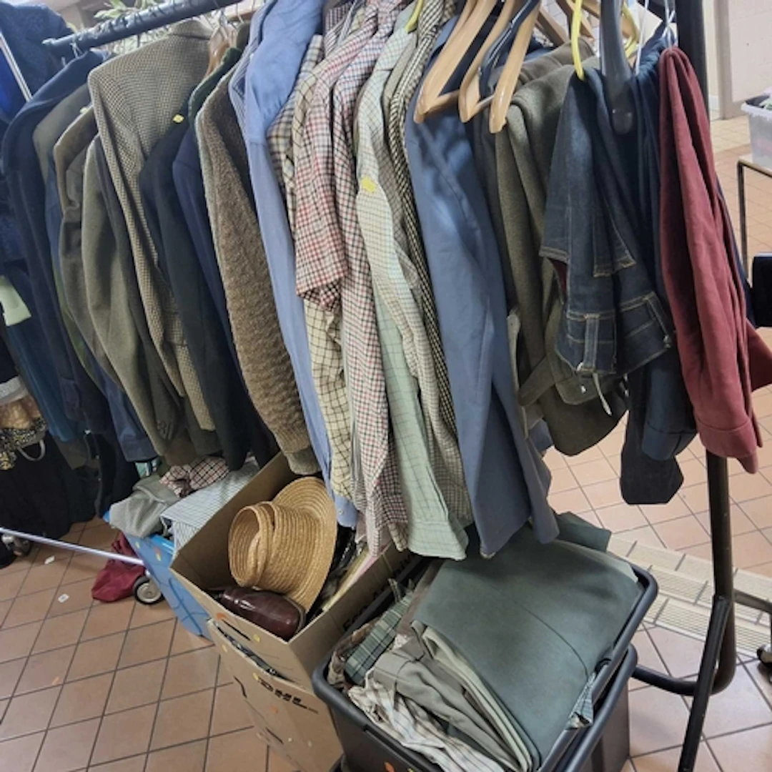 FIVE BOXES AND LOOSE MEN'S CLOTHES AND ACCESSORIES, approxim...