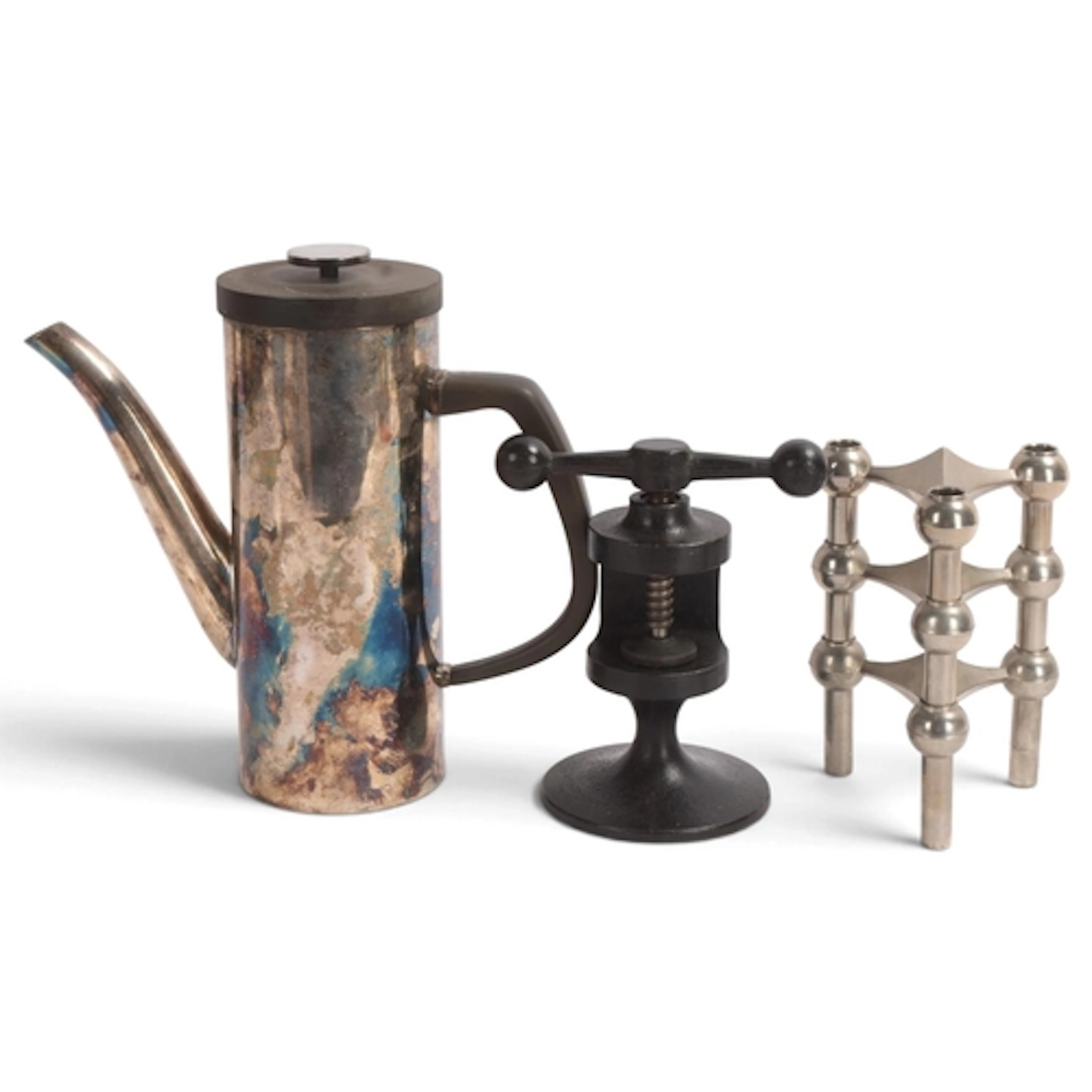 Three Nagel interlocking candle holders, together with a ROB...