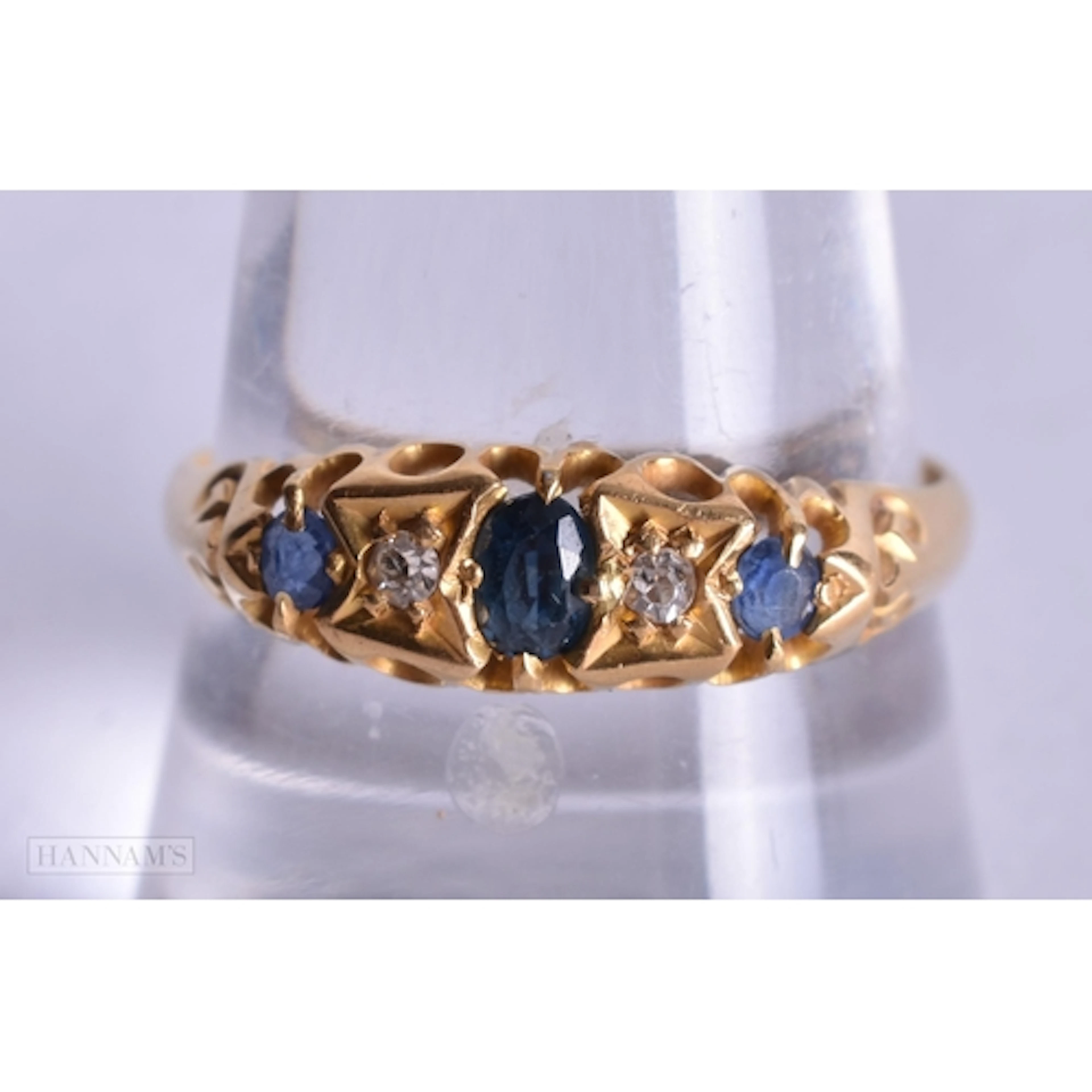 A Victorian 18 Carat Gold, Sapphire and Diamond Gypsy Ring. ...