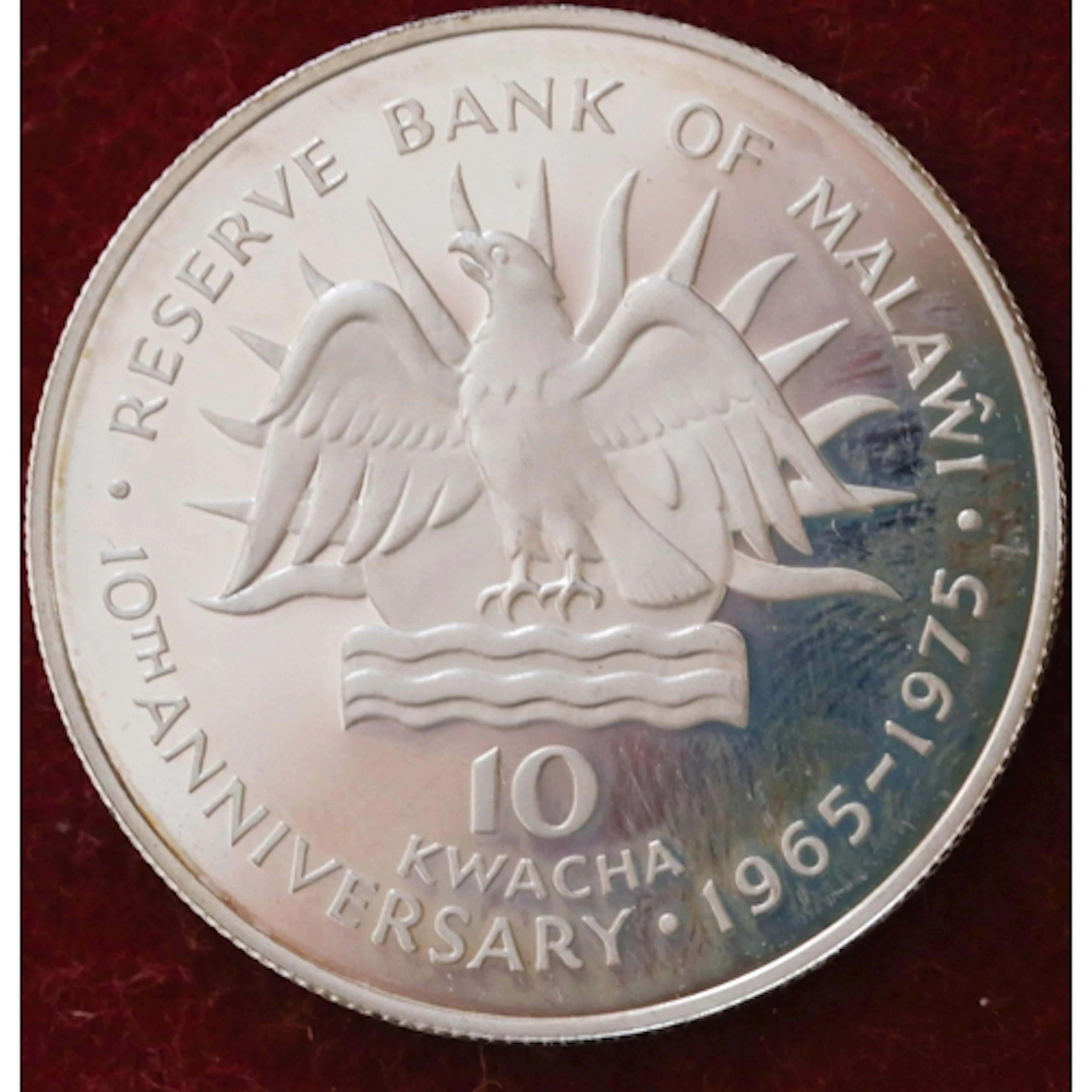 Sterling Silver Commemorative 10 Kwacha Coin 10th Anniversar...