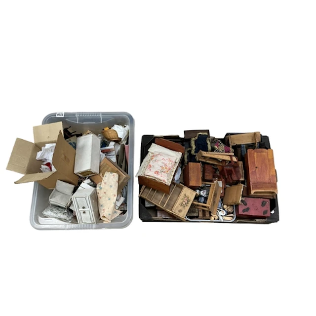 A large quantity of mainly mid 20th century dolls house furn...
