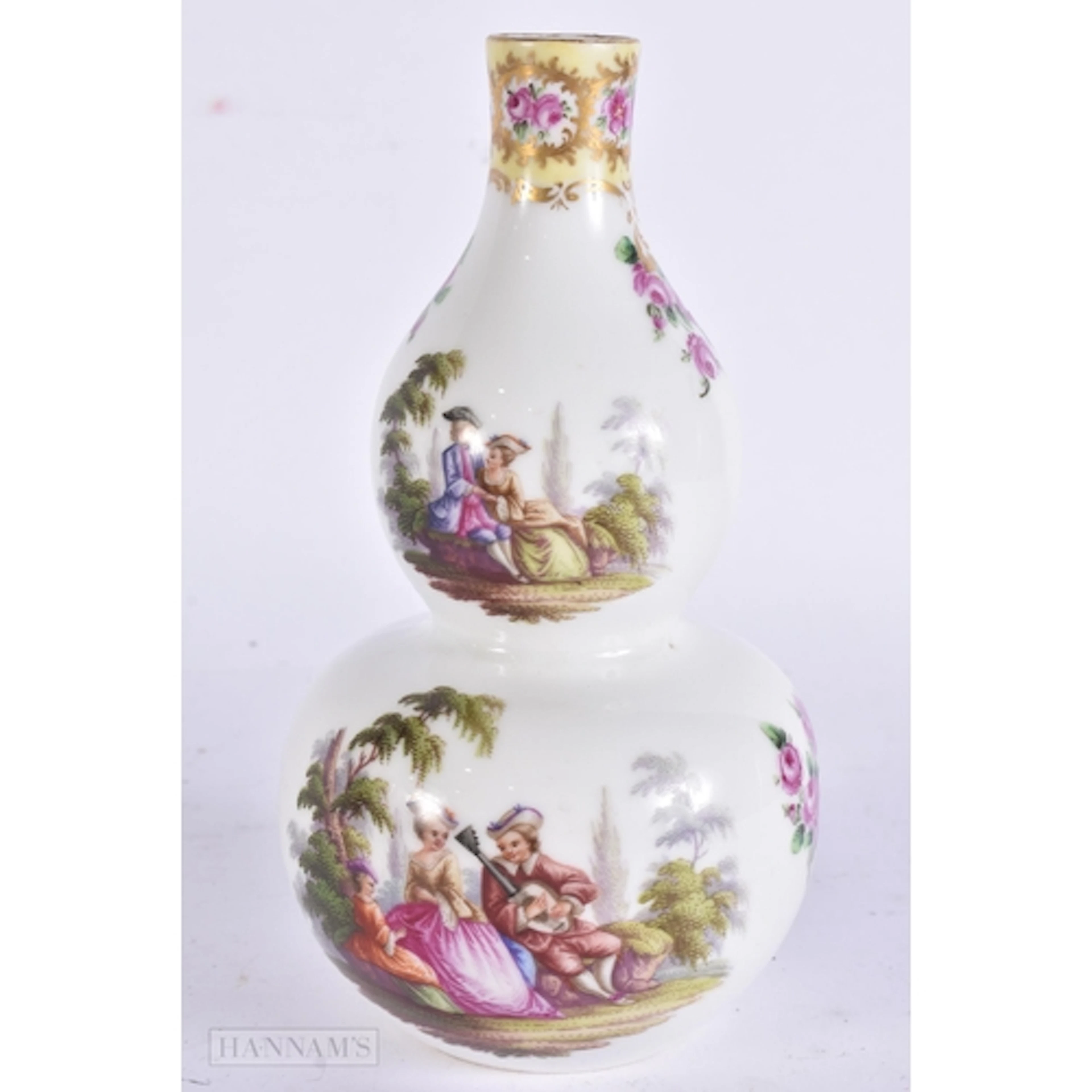 A 19TH CENTURY GERMAN AUGUSTUS REX PORCELAIN GOURD VASE pain...