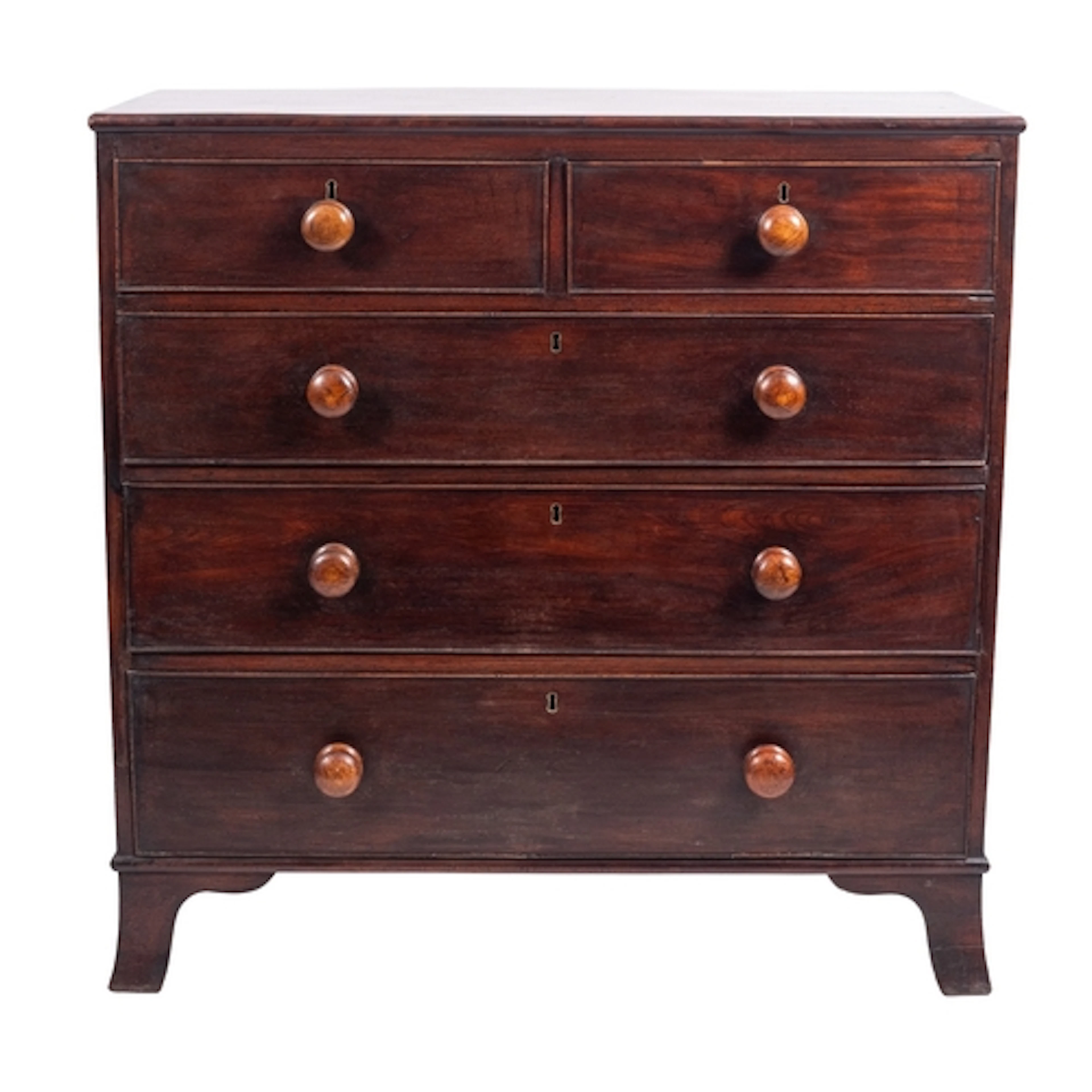 A Regency stained wood chest of drawers, early 19th century;...