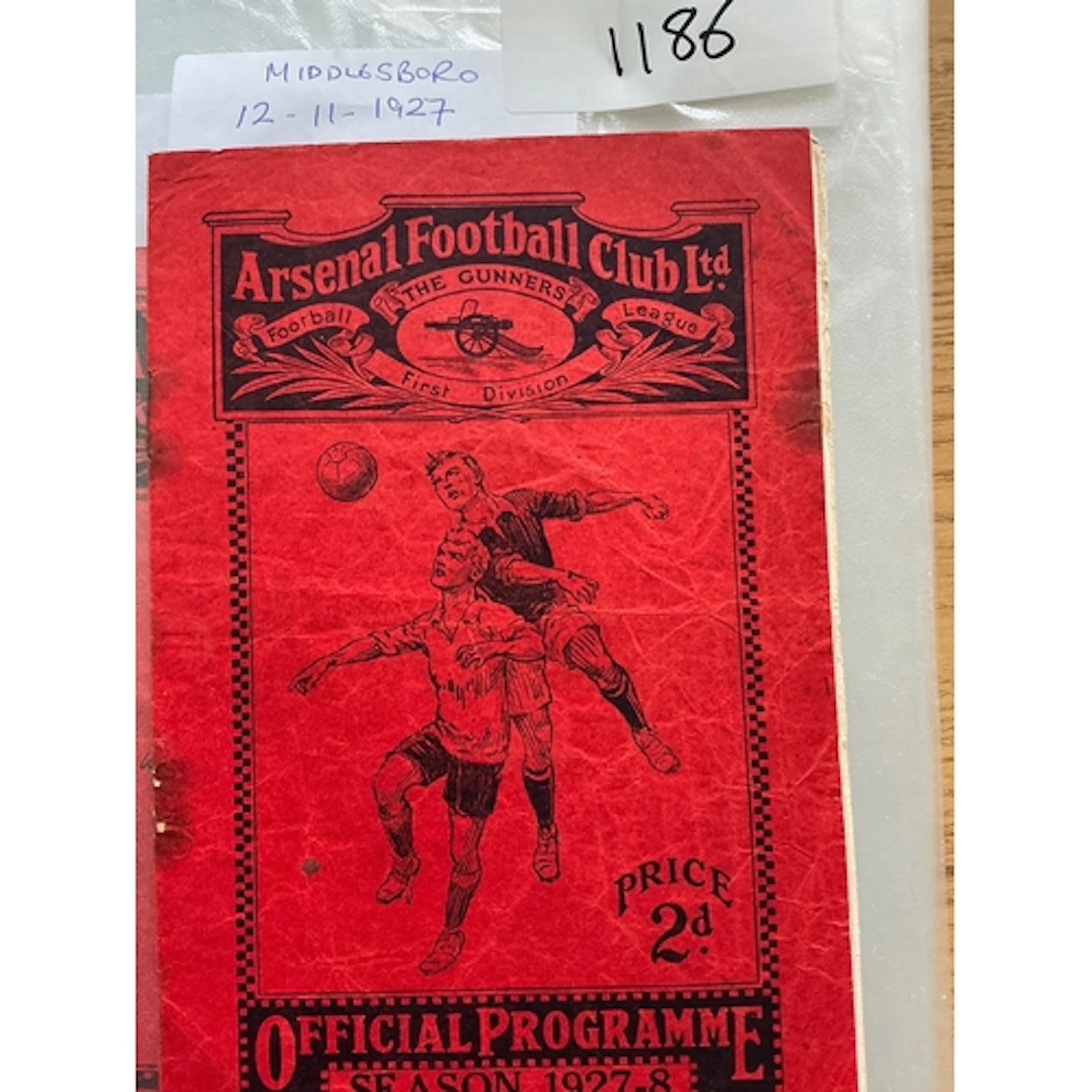 1927 - 1928 Arsenal v Middlesbrough Football Programme: For ...